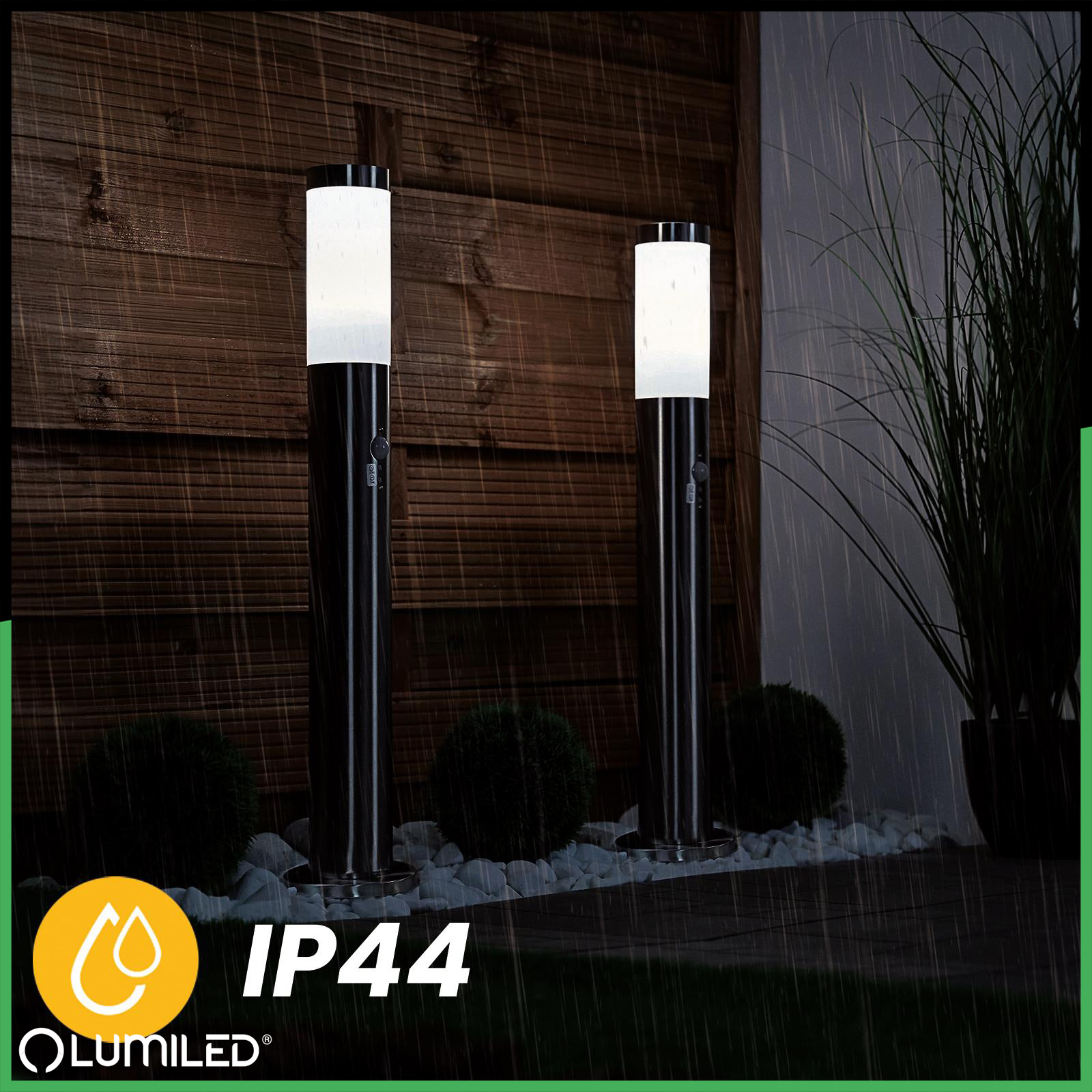 Lampa Ogrodowa Zewnętrzna E27 INOX SŁUPEK 65cm z Czujnikiem Ruchu Lilium LUMILED - trzecia cecha produktu