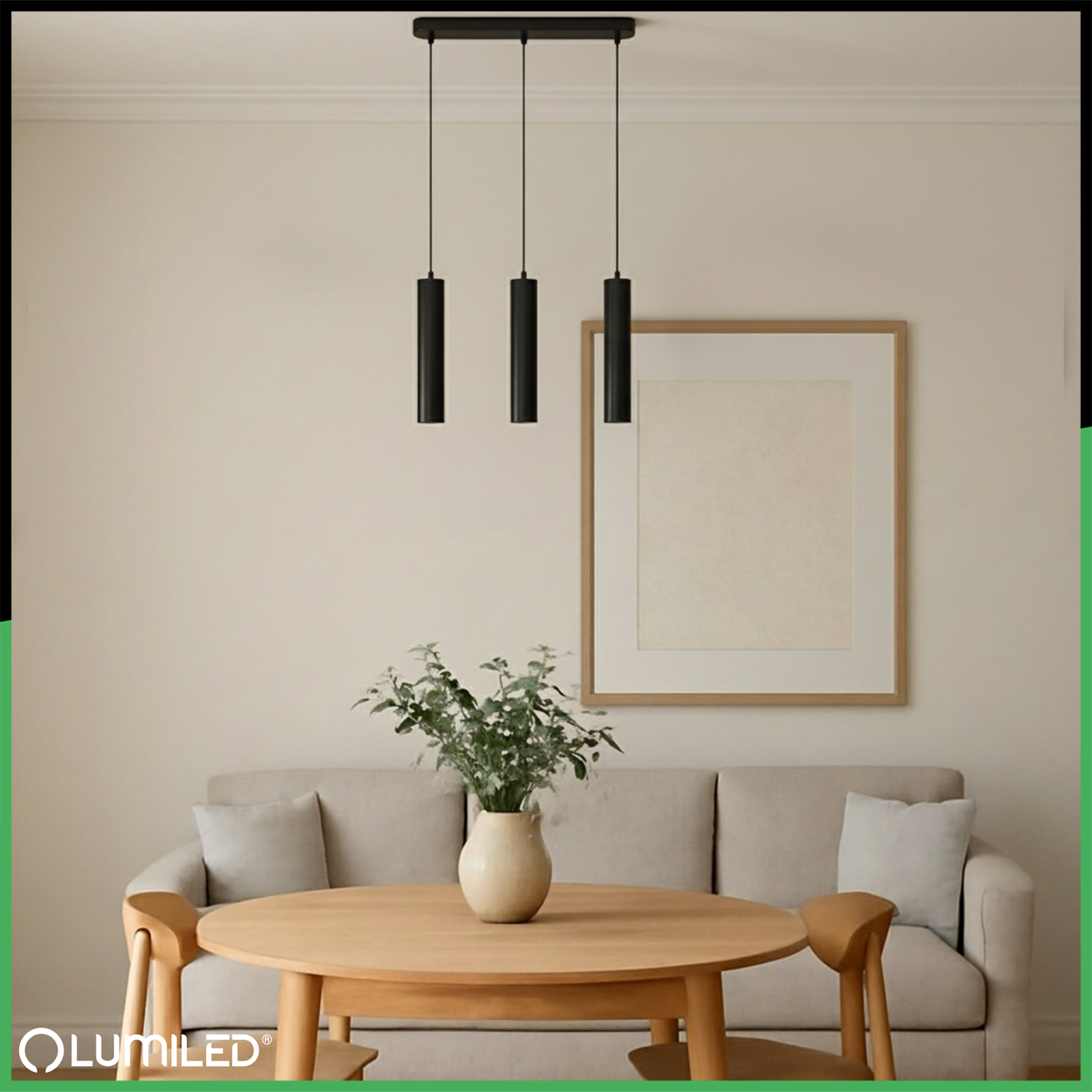 Lampa Wisząca Sufitowa Zwis 29cm Reflektor 3x GU10 LED SOPLO Czarny LUMILED - obszar zastosowań