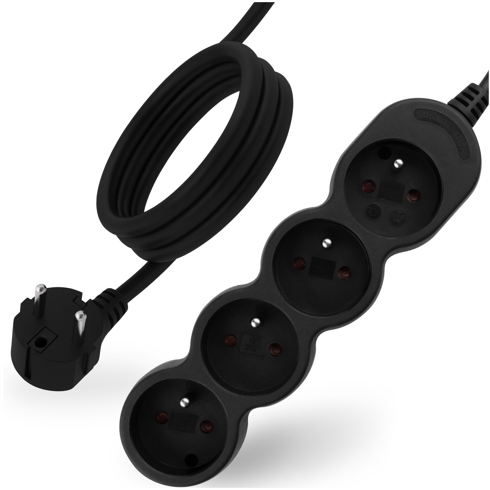 Przedłużacz Sieciowy Kabel z Uziemieniem Listwa Zasilająca 4 Gniazda 1.5m Czarny Sznur Lendo Lumiled - główne zdjęcie produktu