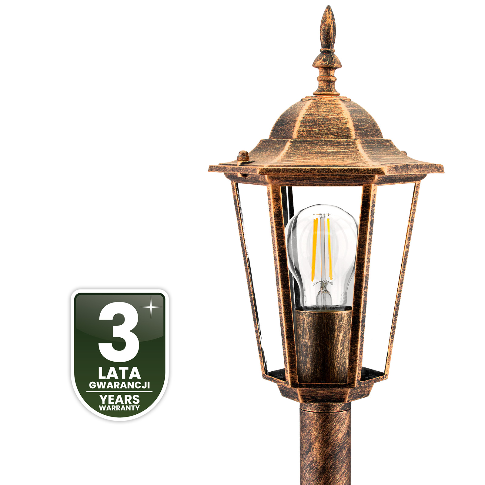 Lampa Ogrodowa Zewnętrzny E27 Niski SŁUPEK LATARNIA 110cm Patyna BELLIS LUMILED - czwarta cecha produktu
