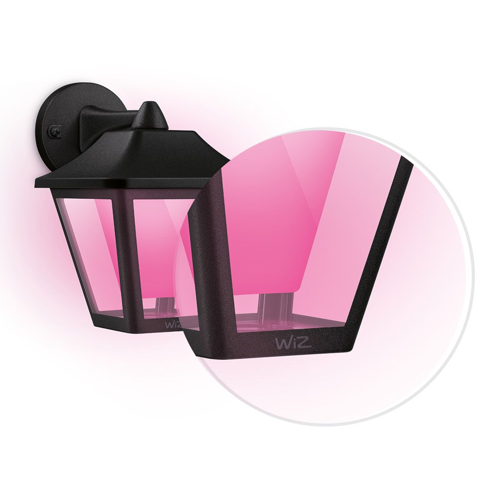 Kinkiet Ogrodowy LED Lampa Zewnętrzna 9.5W 600lm 2700-5000K RGB + TW Czarna Kwadratowa Inteligentna SMART WiFi Bluetooth Aplikacja WiZ - czwarta cecha produktu