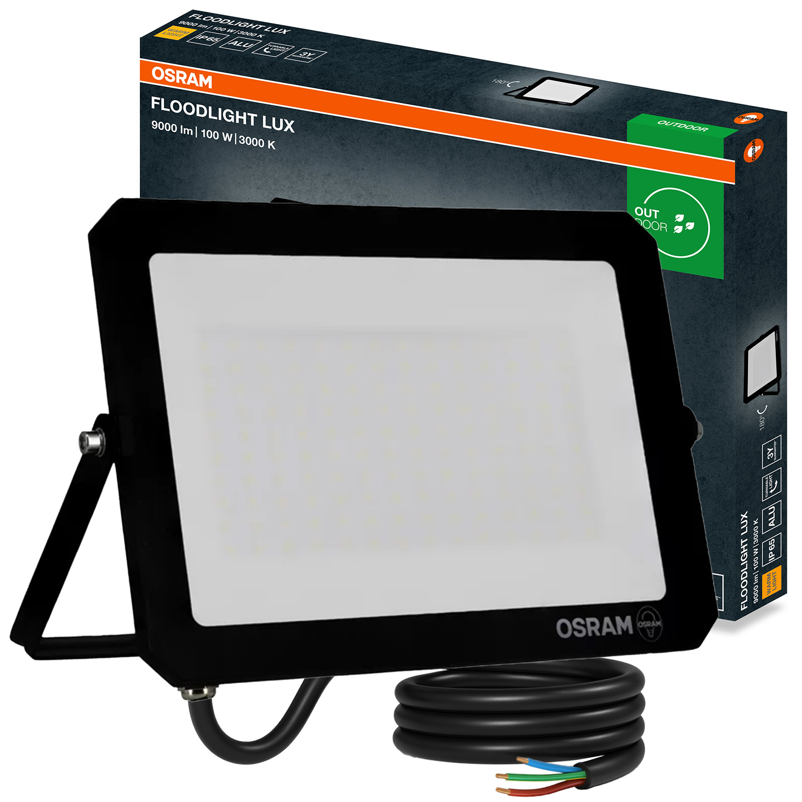 Naświetlacz LED Halogen Zewnętrzny Reflektor 100W 3000K 9000lm IP65 FLOODLIGHT LUX OSRAM - główne zdjęcie produktu