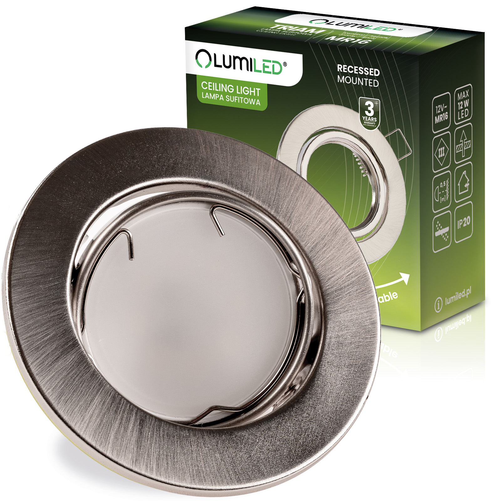 Oprawa HALOGENOWA Podtynkowa Ruchoma Okrągła AURELI Satyna Blacha MR16 GU10 - główne zdjęcie produktu