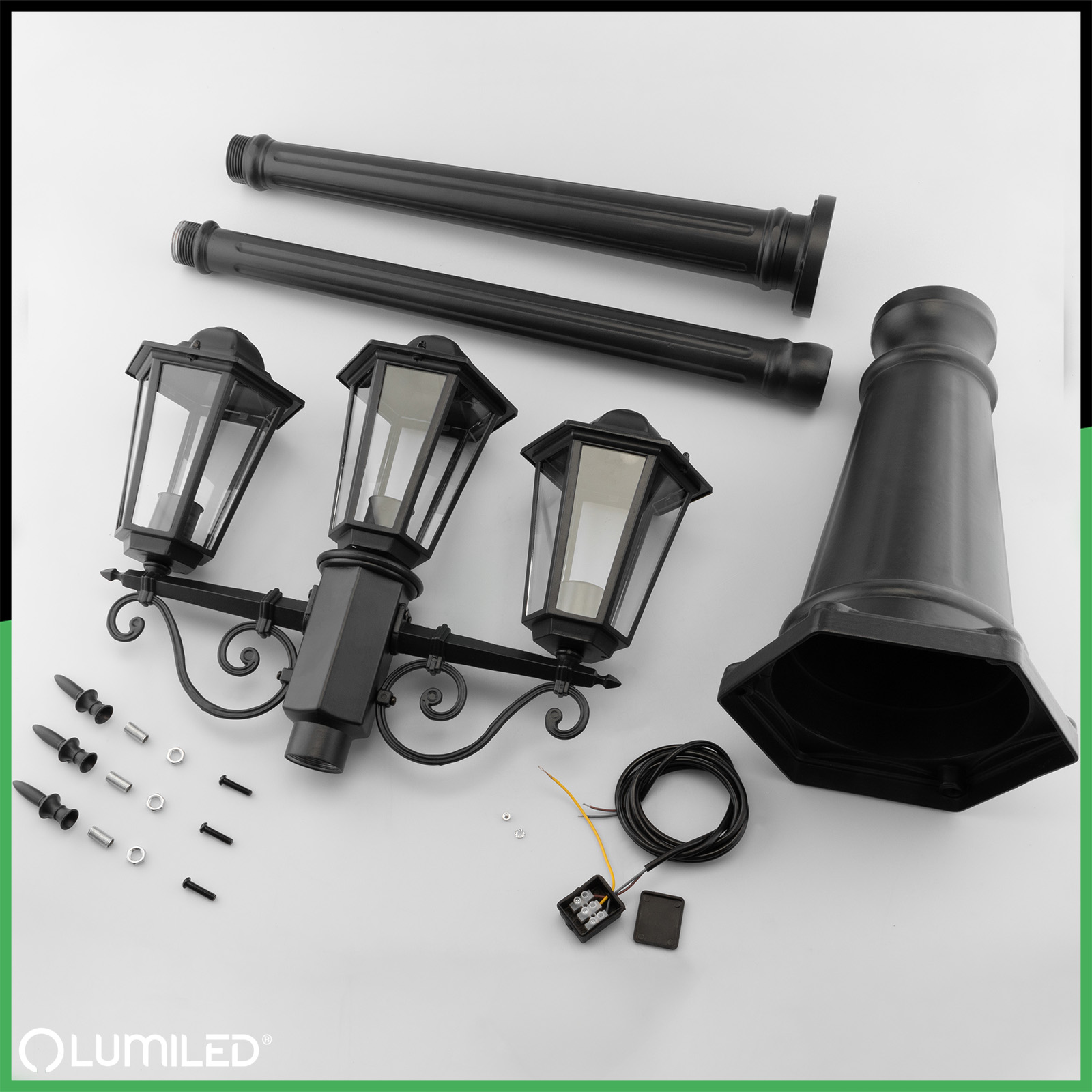 Lampa Ogrodowa Zewnętrzna 3xE27 SŁUPEK LATARNIA 2m Czarna BELLIS LUMILED - skład produktu
