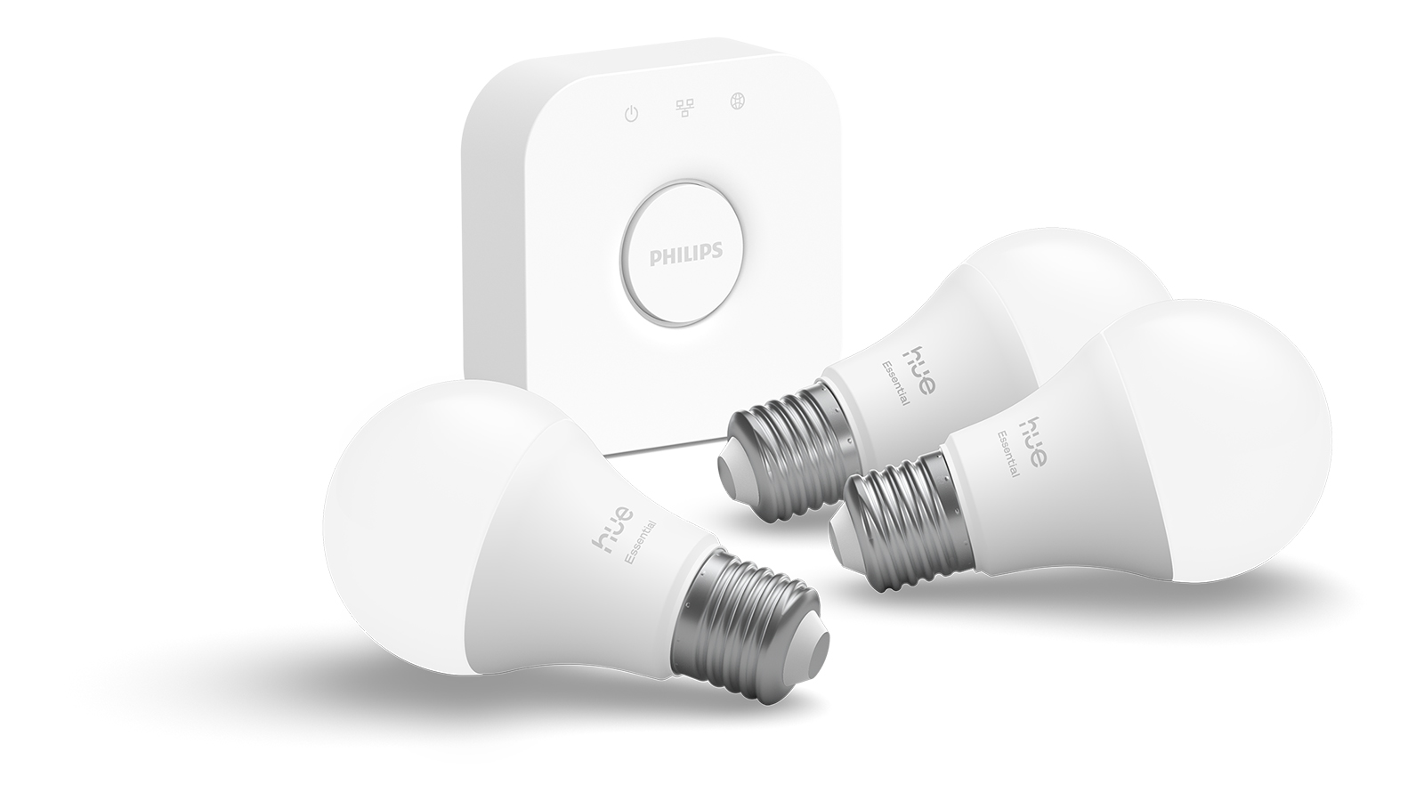 3x Żarówka LED E27 A60 8W = 60W 806lm 2200-6500K CCT + RGB SMART Inteligentna Bluetooth ZigBee White and Color Ambiance + Mostek Bridge Zestaw Startowy Philips HUE - skład produktu