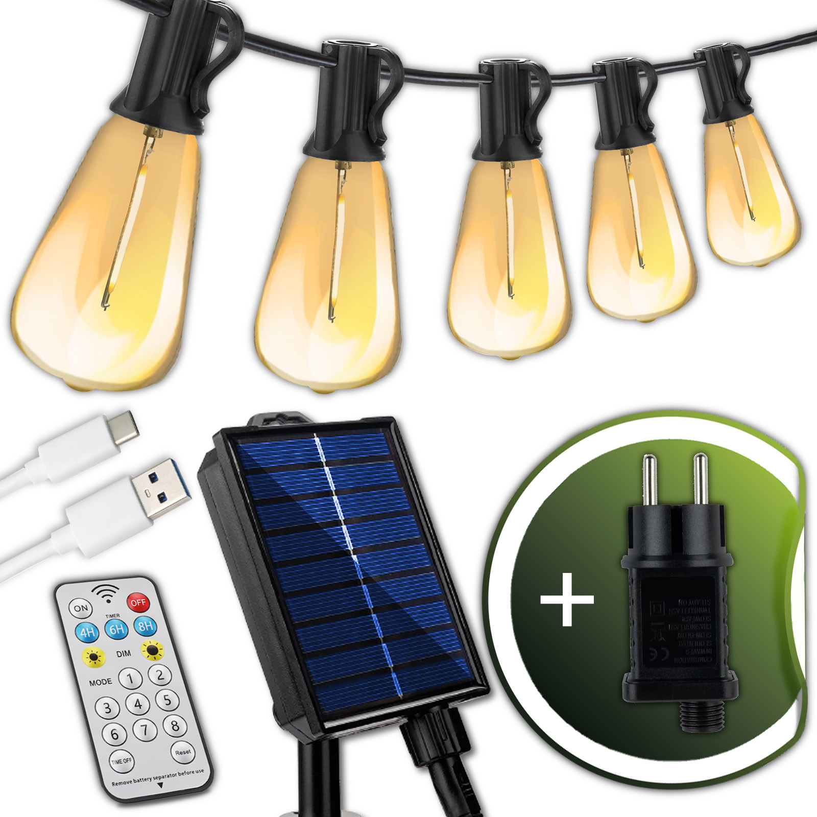 Girlanda Solarna Ogrodowa 40x LED Ozdobne Żarówki 14,5m 2700K Ciepła + Pilot PYRIS LUMILED - druga cecha produktu