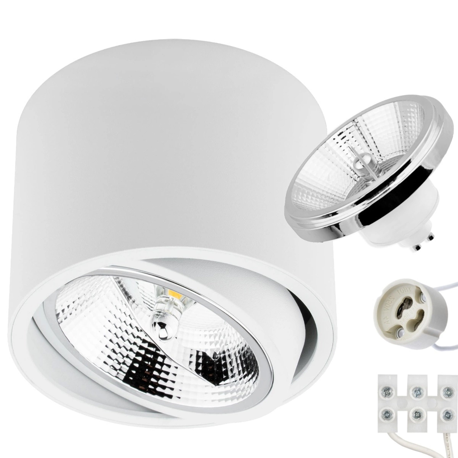 Oprawa Natynkowa HALOGENOWA 15W Spot Tuba Ruchoma Biała Żarówka LED GU10 ES111 COB 3000K LUMILED - główne zdjęcie produktu