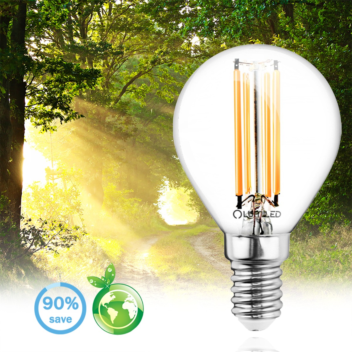 Żarówka LED E14 Kulka P45 7W = 60W 806lm 4000K Neutralna 360° FILAMENT LUMILED - pierwsza cecha produktu