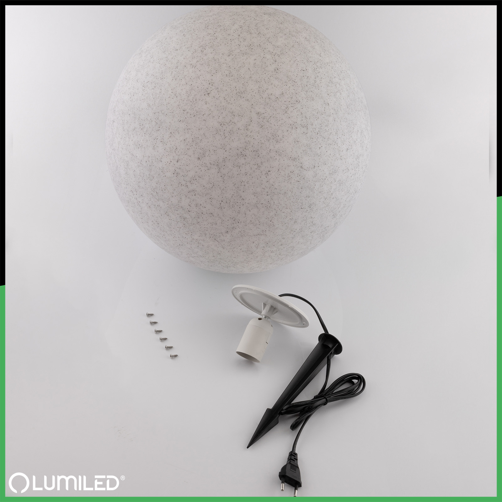 Lampa Oprawa Ogrodowa Zewnętrzna KAMIENNA KULA LED LUMIKULA 40cm E27 IP65 LUMILED - skład produktu