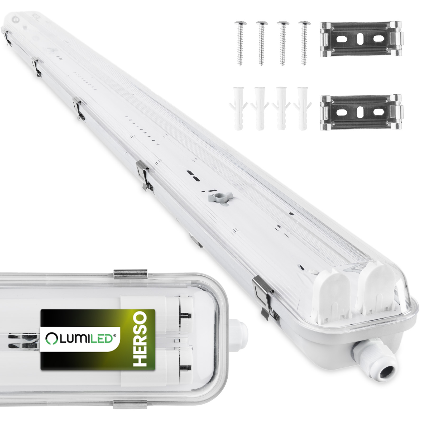 Oprawa Lampa Hermetyczna LED Pyłoszczelna 120cm 2x T8 G13 IP65 Lumiled - główne zdjęcie produktu