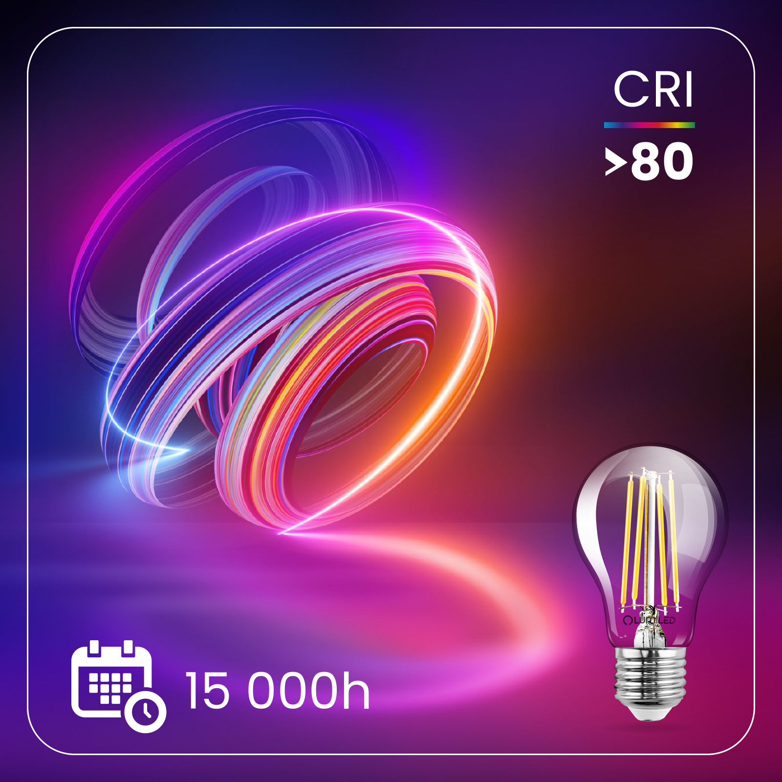 Żarówka LED E27 A60 7W = 60W 806lm 3000K Ciepła 360° FILAMENT LUMILED - druga cecha produktu