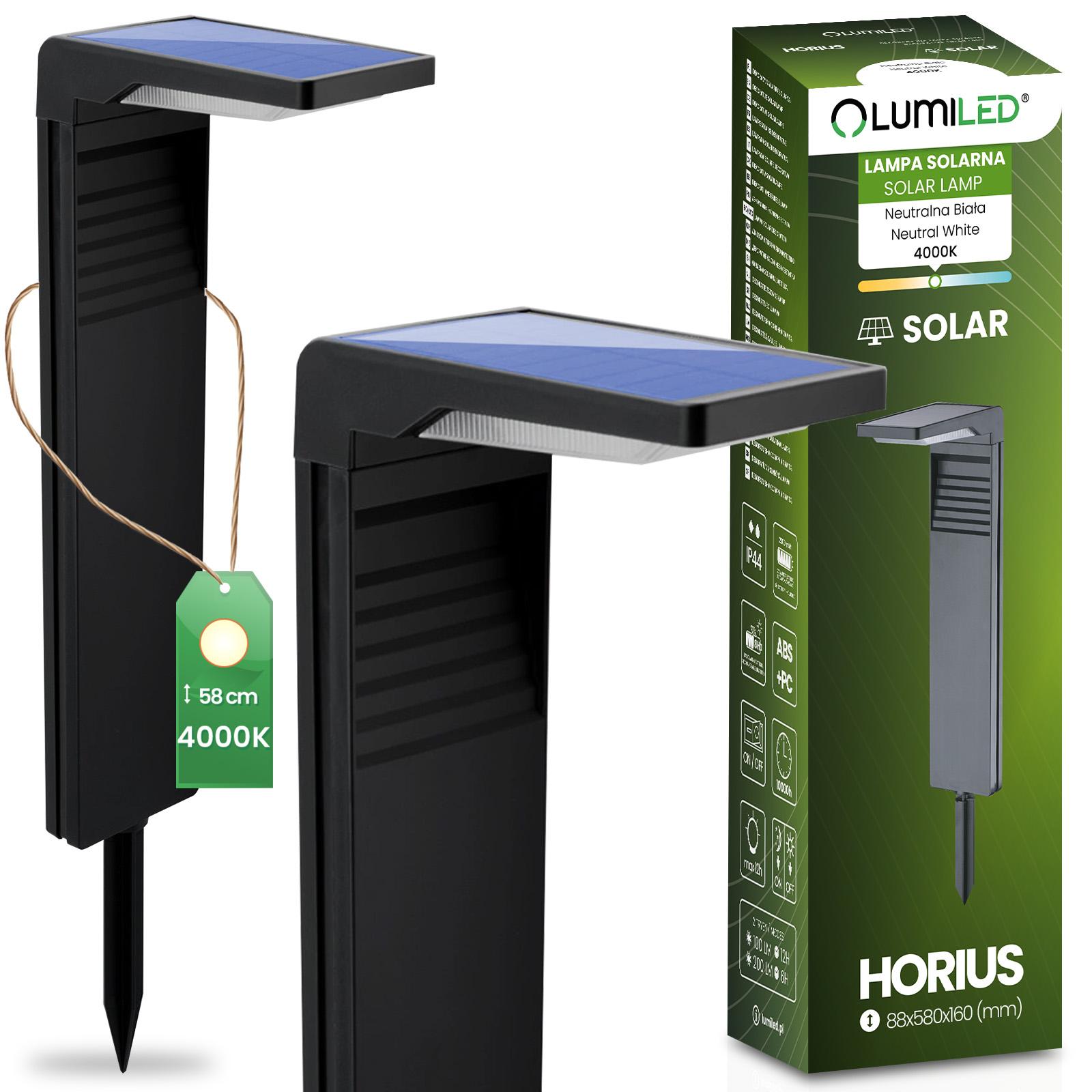 Lampa Solarna Ogrodowa LED Wbijana Słupek HORIUS 4000K IP44 LUMILED - główne zdjęcie produktu