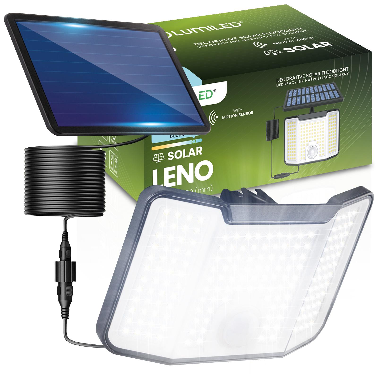 Naświetlacz Solarny Lampa Elewacyjna LED 6500K IP44 Czujnik Ruchu i Zmierzchu LENO LUMILED - główne zdjęcie produktu