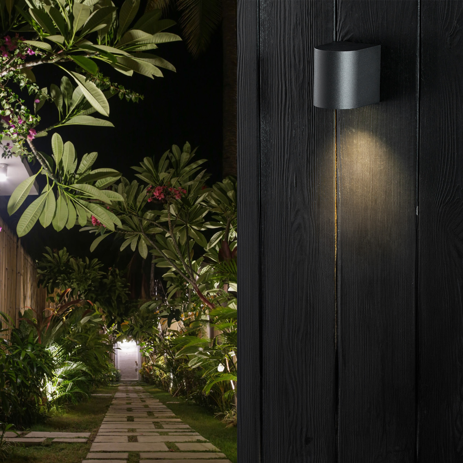 Kinkiet Ogrodowy Elewacyjny Lampa Zewnętrzna GU10 ALLIUM Czarna LUMILED - aranżacja