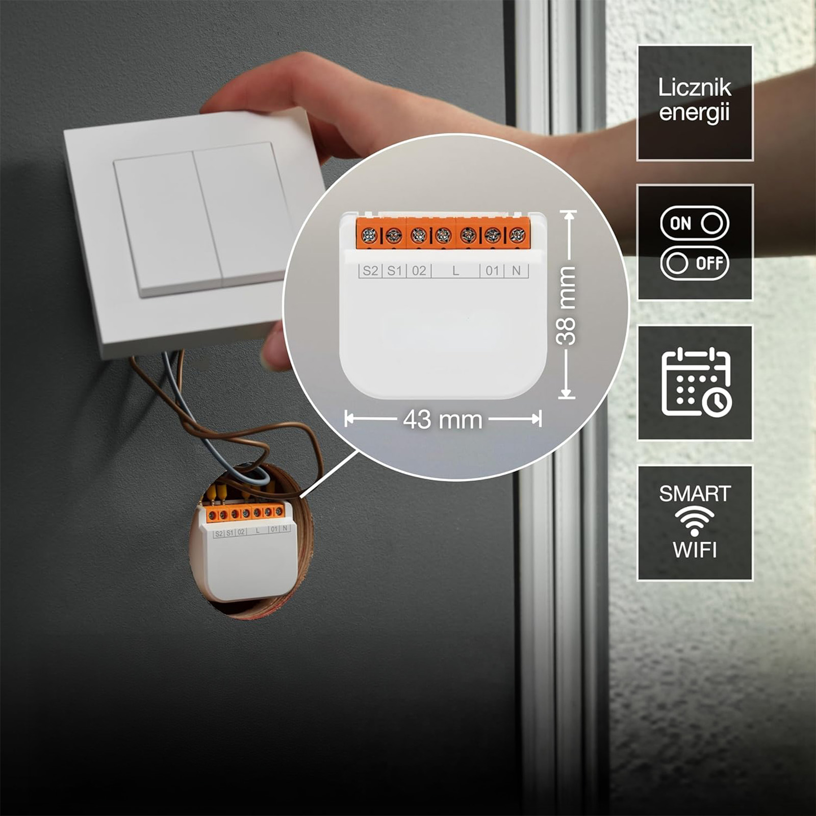 Moduł Przełącznik Inteligentny Sterownik Dwukierunkowy Biały Osram SMART WiFi - pierwsza cecha produktu