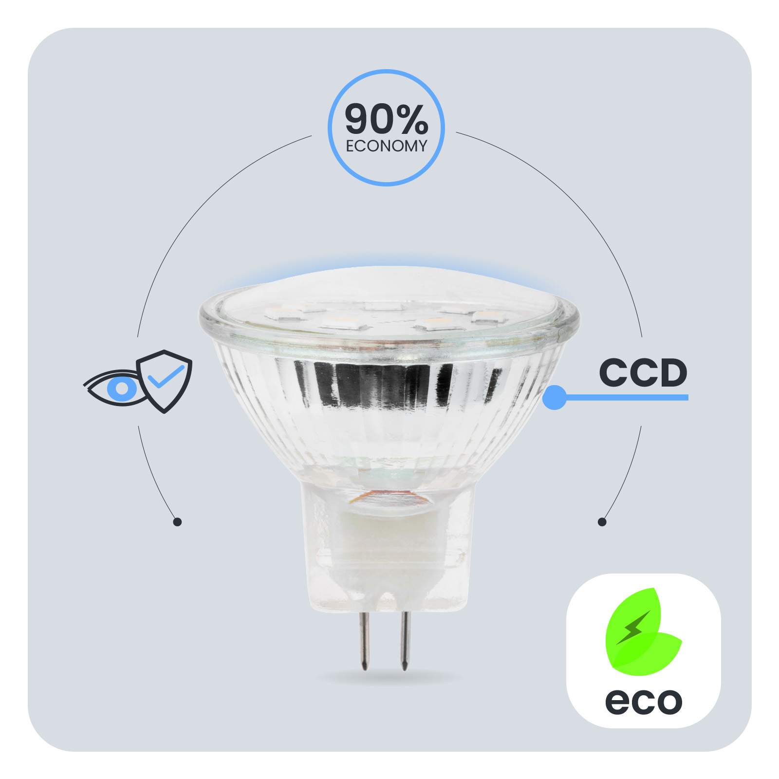 Żarówka LED GU4 Reflektor MR11 2,5W = 20W 220lm 3000K Ciepła 120° 12V LUMILED - pierwsza cecha produktu