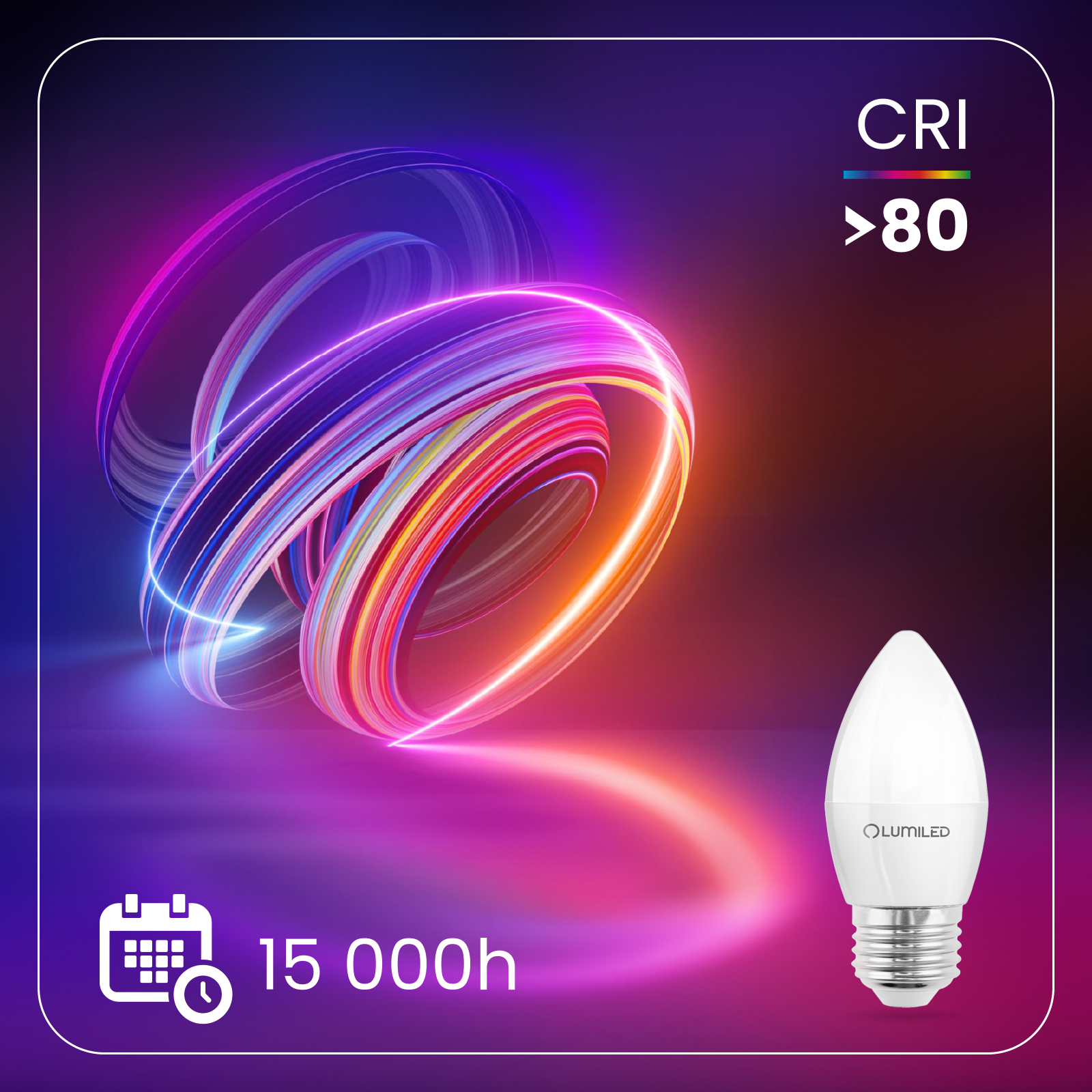 Żarówka LED E27 Świeczka B35 8W = 60W 806lm 3000K Ciepła 180° LUMILED - druga cecha produktu