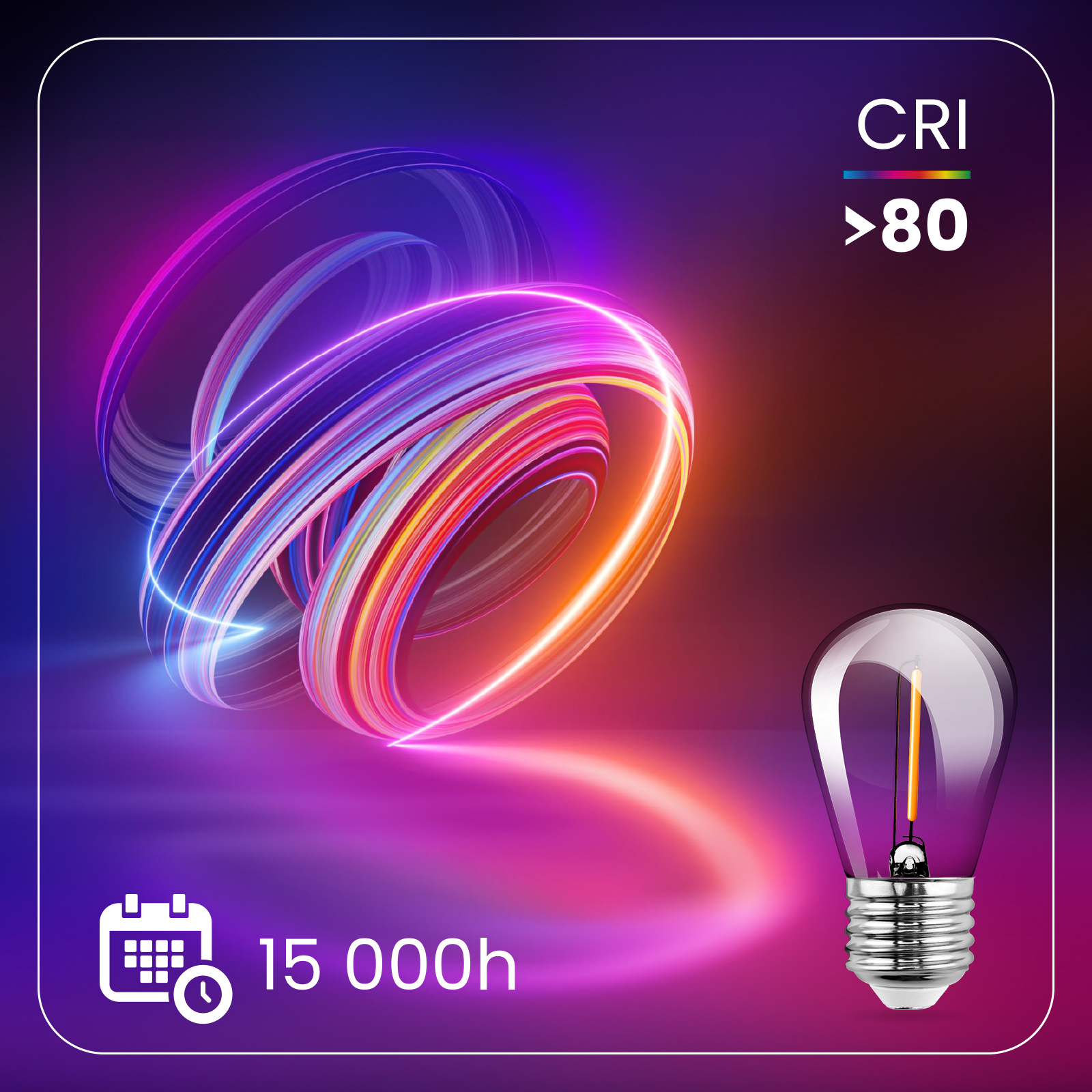 5x Żarówka LED E27 Edison ST14 1W = 10W 100lm 2700K Ciepła 360° FILAMENT LUMILED - druga cecha produktu