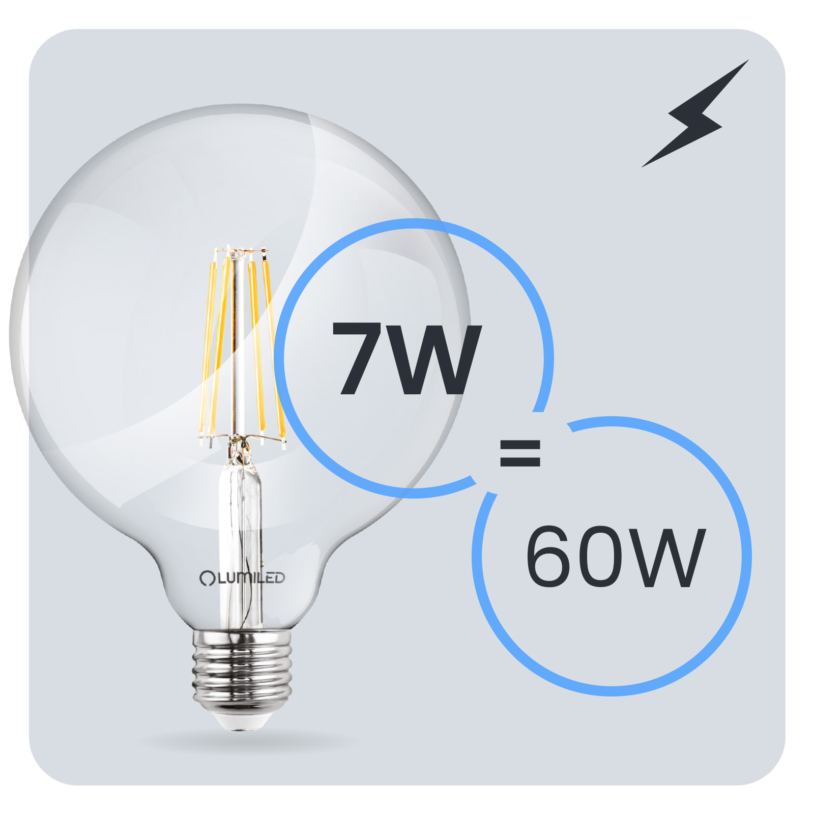 3x Żarówka LED E27 Kula G125 7W = 60W 806lm 4000K Neutralna 360° FILAMENT LUMILED - trzecia cecha produktu