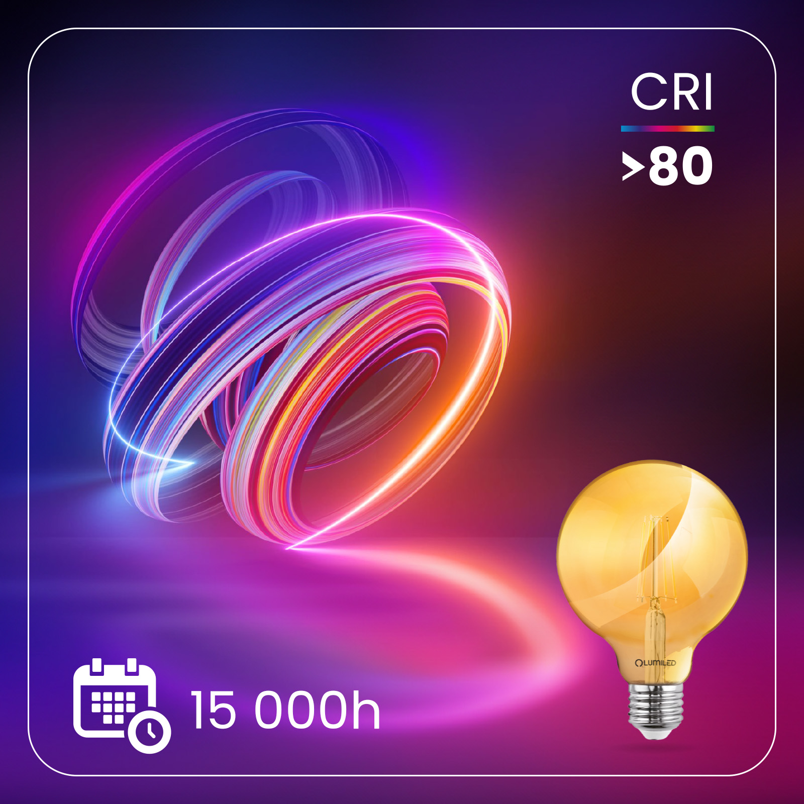 Żarówka LED E27 Kula G95 6W = 50W 660lm 2000K Ciepła 360° BURSZTYNOWA FILAMENT LUMILED - druga cecha produktu