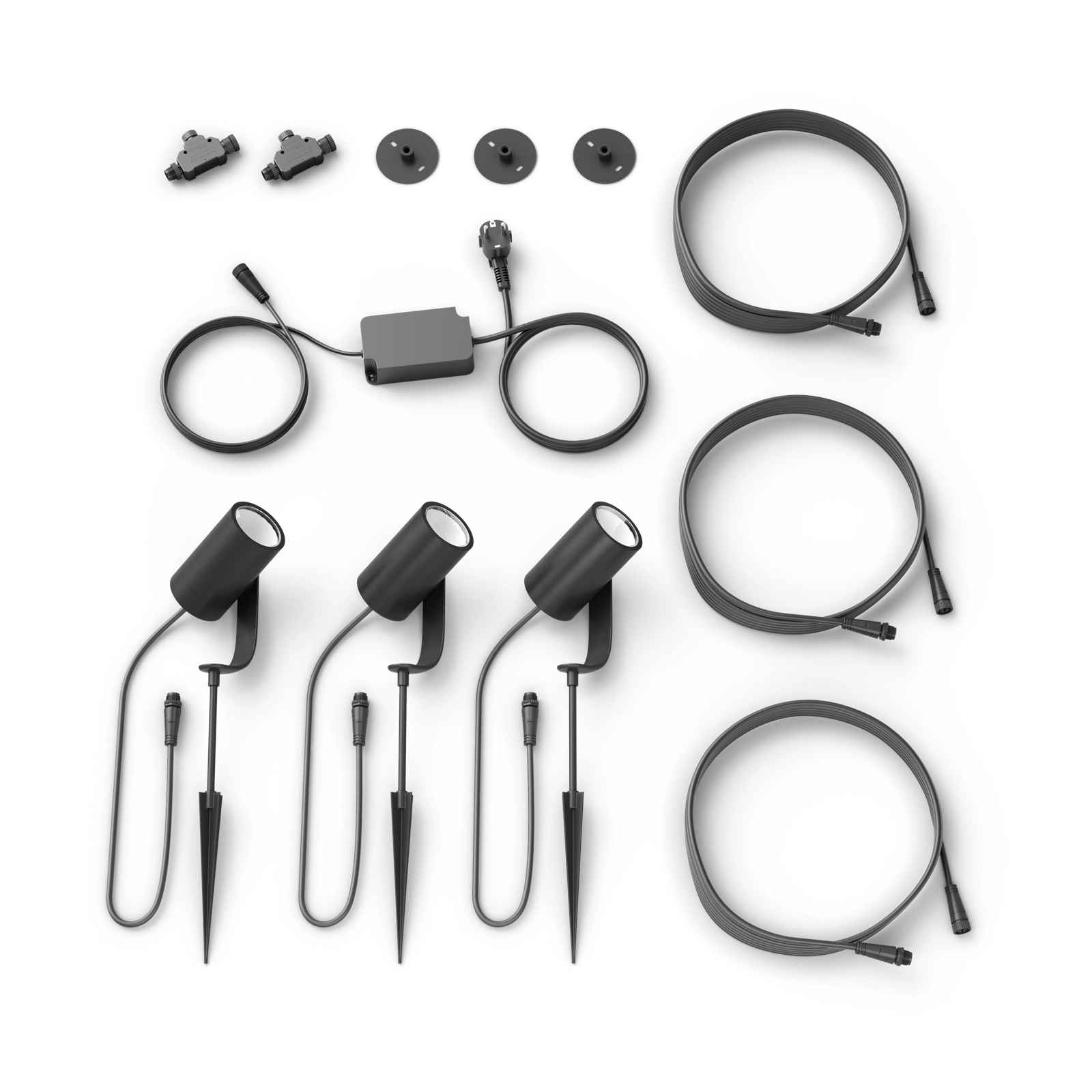 Zestaw 3x Reflektor Ogrodowy Wbijany LED 8W 590lm IP65 White and Color Ambiance RGB + TW Czarna Inteligentna SMART Zigbee Bluetooth Lily Philips HUE - skład produktu