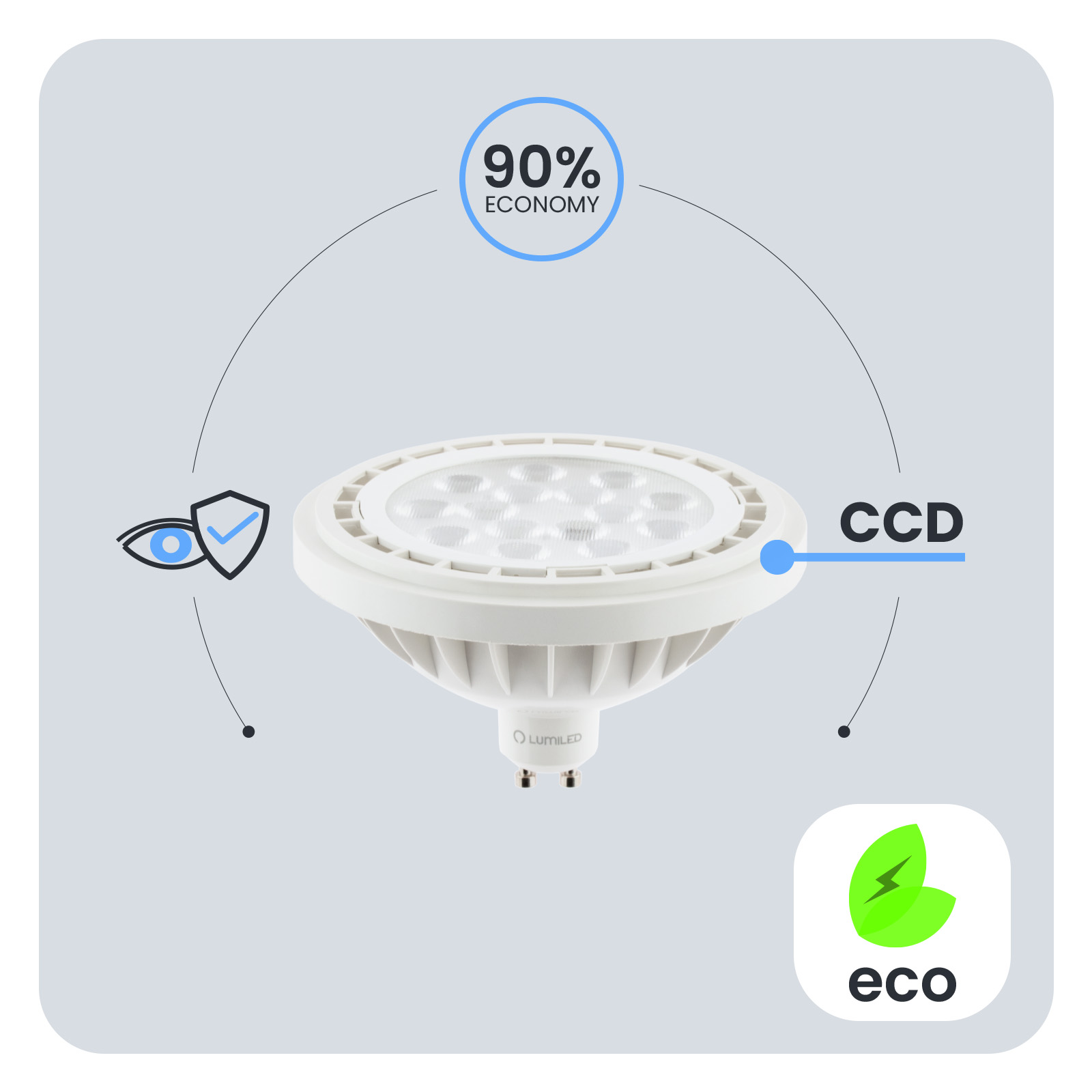 Żarówka LED GU10 Reflektor ES111 10W = 75W 1055lm 4000K Neutralna 38° LUMILED - pierwsza cecha produktu