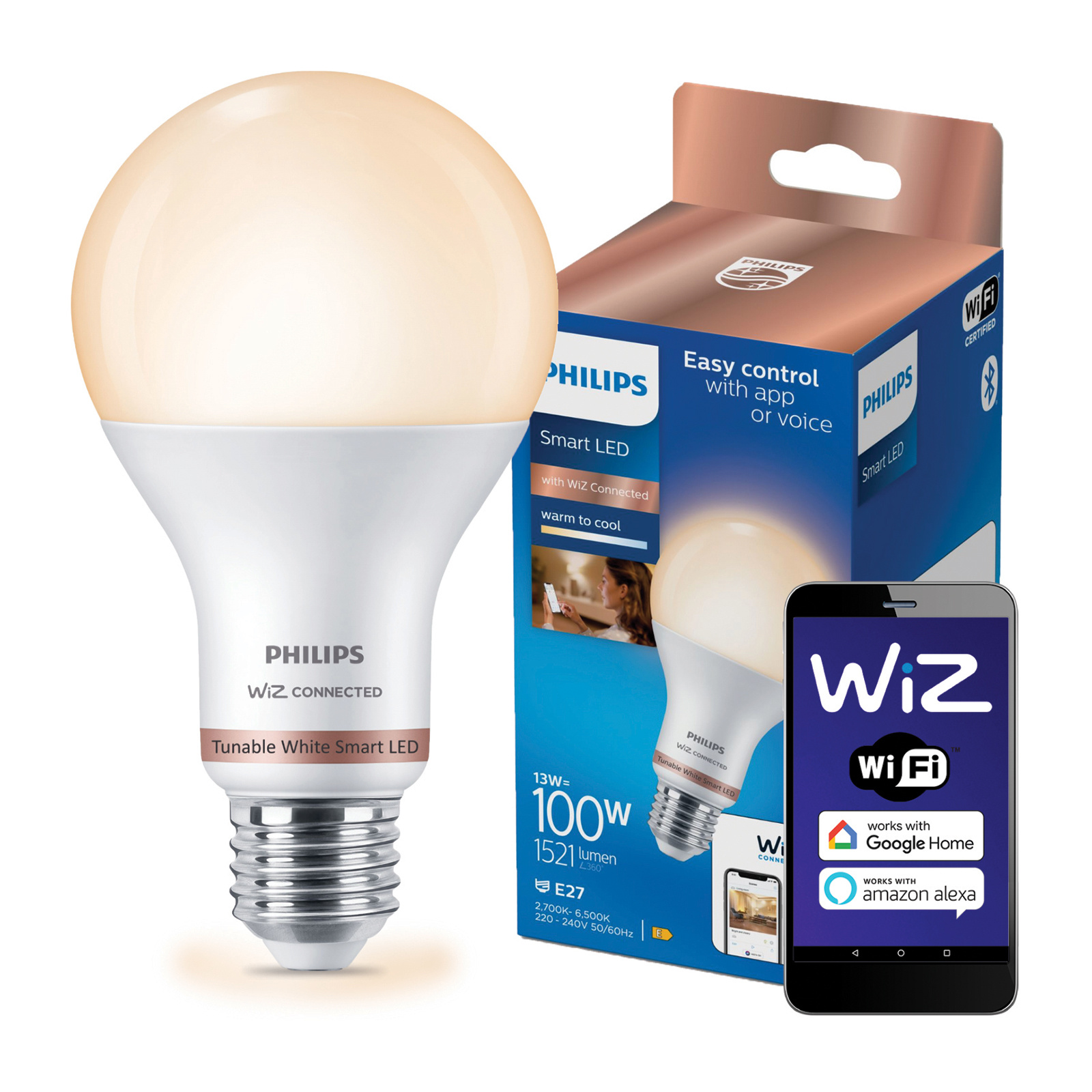 Żarówka LED E27 A67 13W = 100W 1521lm 2700-6500K TW Inteligentna SMART WiFi Bluetooth Aplikacja WiZ Philips - główne zdjęcie produktu