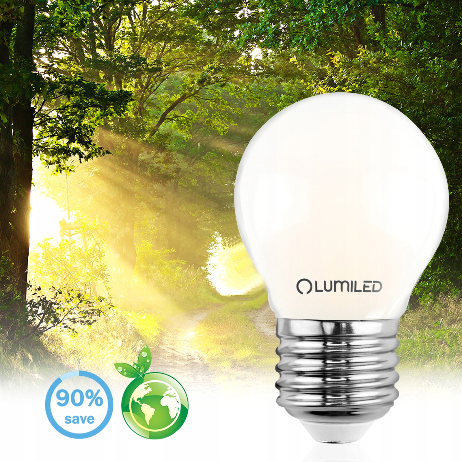 Żarówka LED E27 Kulka P45 7W = 60W 806lm 3000K Ciepła 360° FILAMENT LUMILED - pierwsza cecha produktu