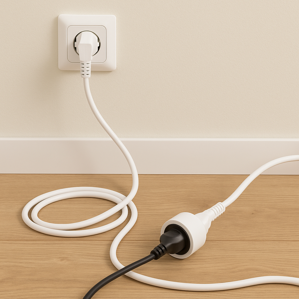 Przedłużacz Sieciowy Kabel z Uziemieniem Listwa Zasilająca 1 Gniazdo 1.5m Biały Sznur Lendo Lumiled - aranżacja