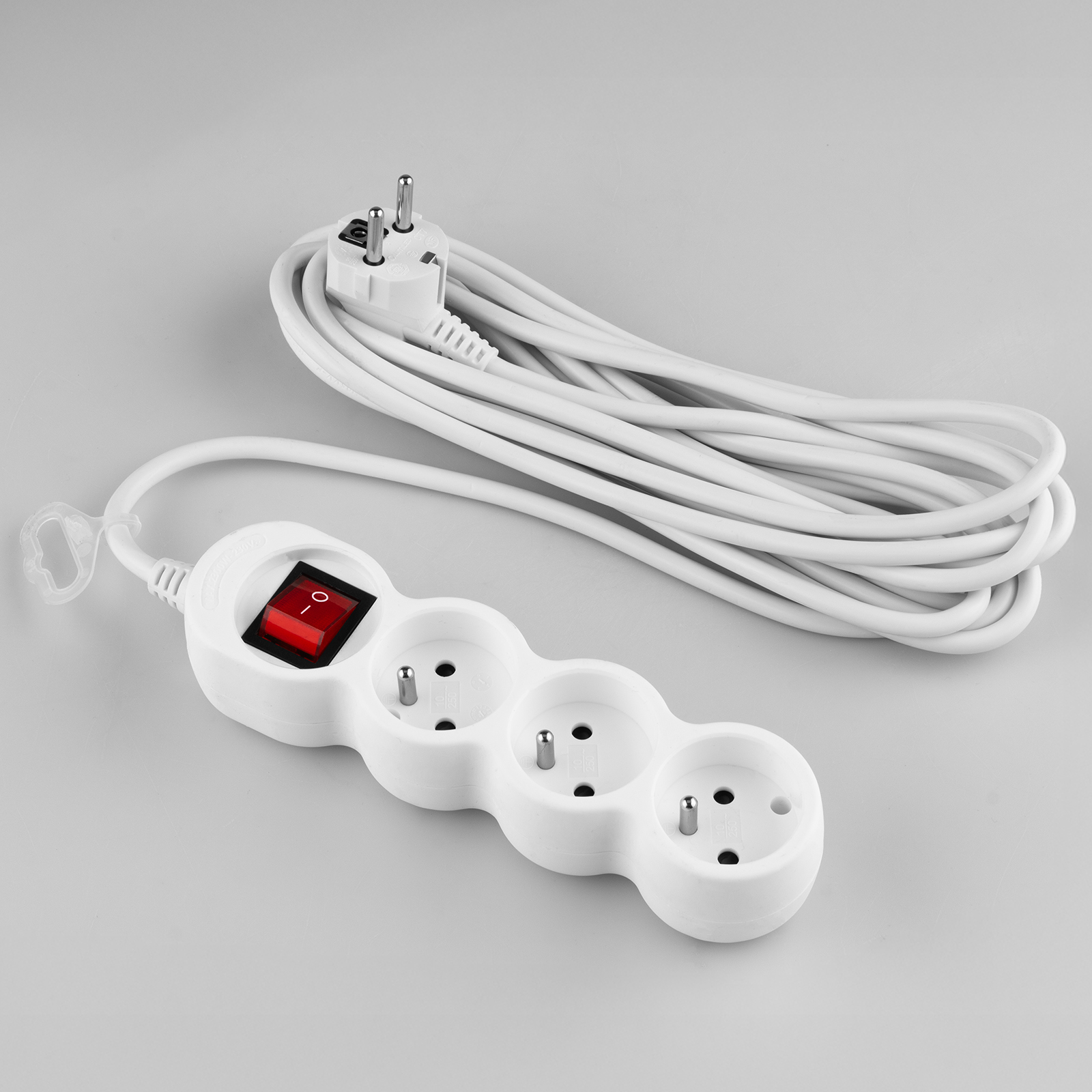 Przedłużacz Sieciowy Kabel z Uziemieniem Listwa Zasilająca 3 Gniazda 5m Włącznik ON/OFF Biały Sznur Lendo Lumiled - skład produktu