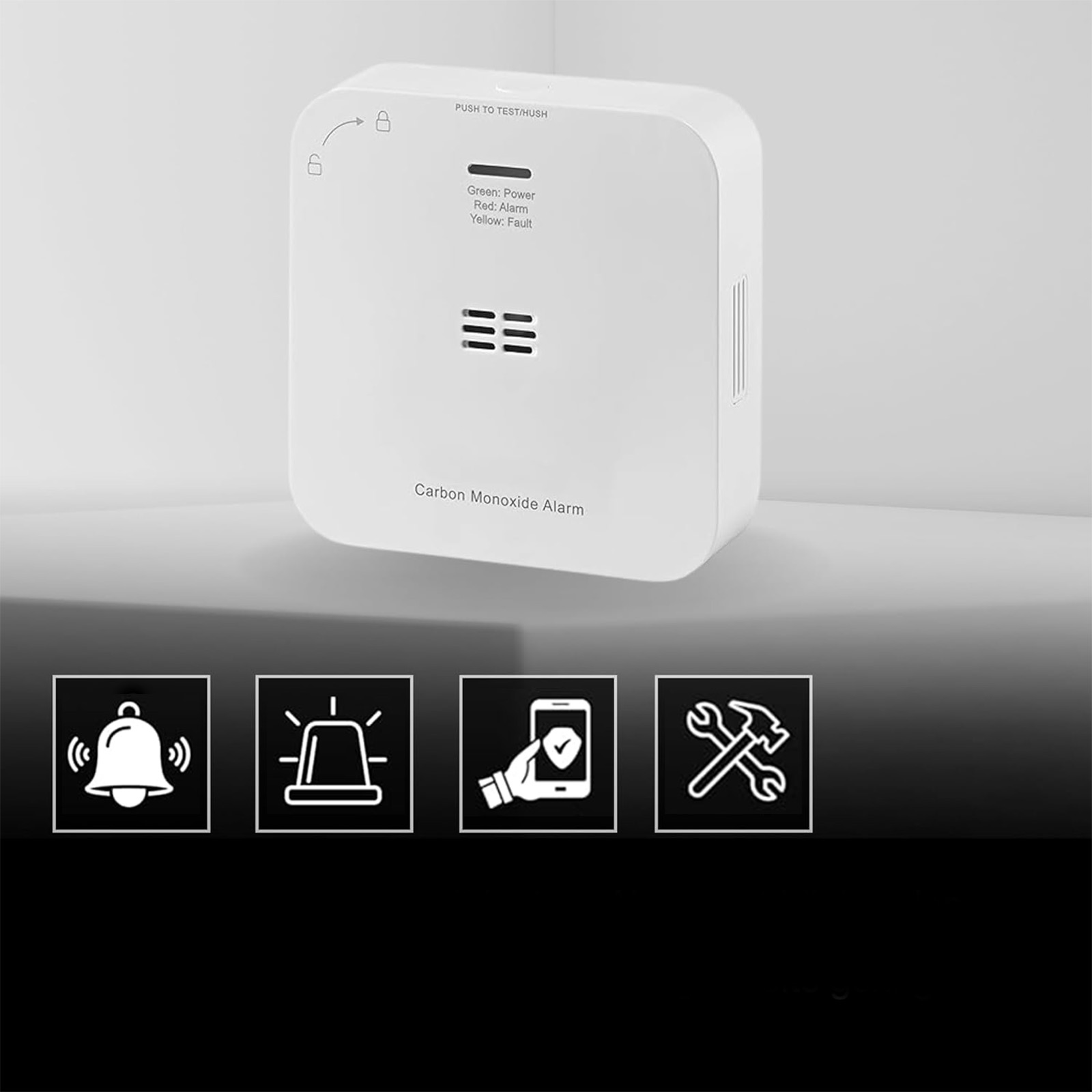 Inteligentny Bezprzewodowy Czujnik Tlenku Węgla Alarm 85dB Biały Osram SMART WiFi 2.4GHz - druga cecha produktu