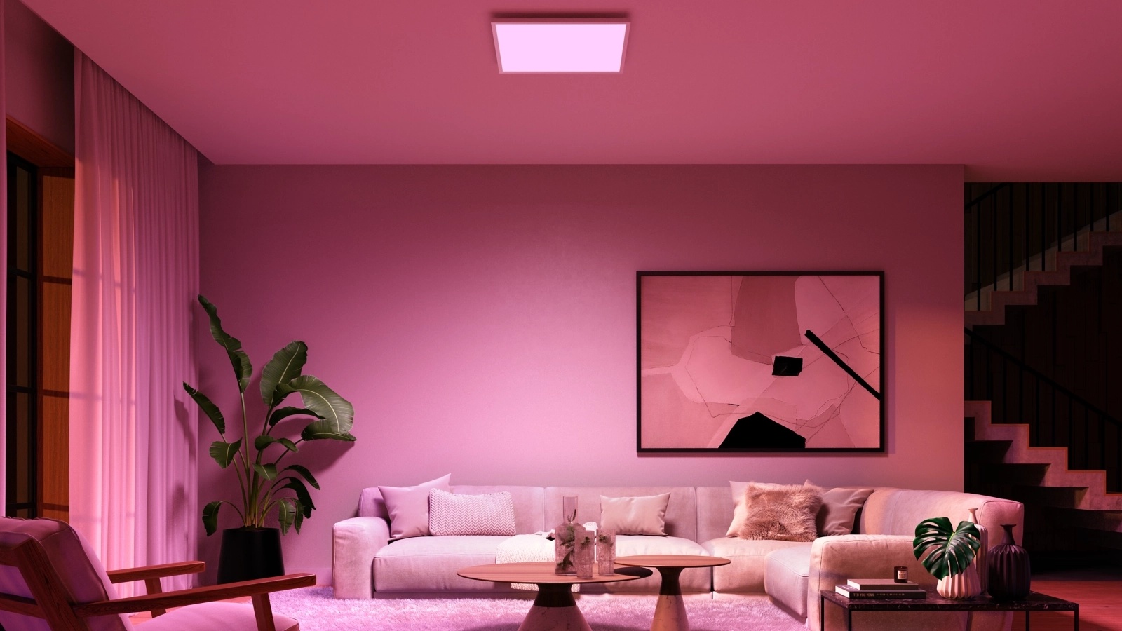 Panel LED Lampa Sufitowa Natynkowa 60x60 cm 60W 4150lm IP20 White and Color Ambiance RGB + TW Biała Inteligentna SMART Zigbee Bluetooth Surimu Philips HUE - druga cecha produktu