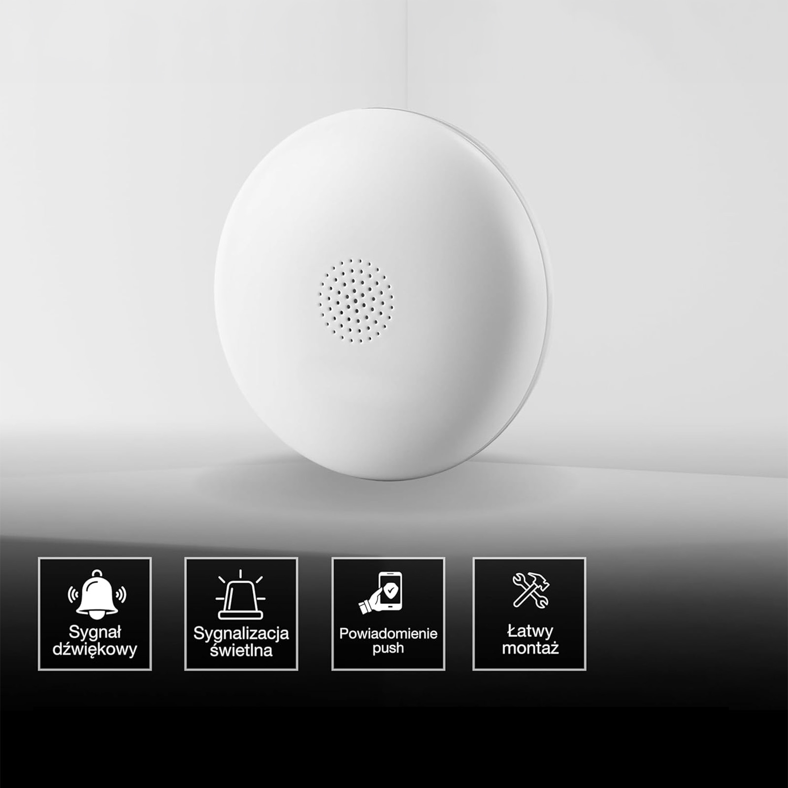 Bezprzewodowy Detektor Czujnik Wycieków Wody IP67 Alarm 75dB Biały Osram SMART WiFi 2.4GHz - druga cecha produktu