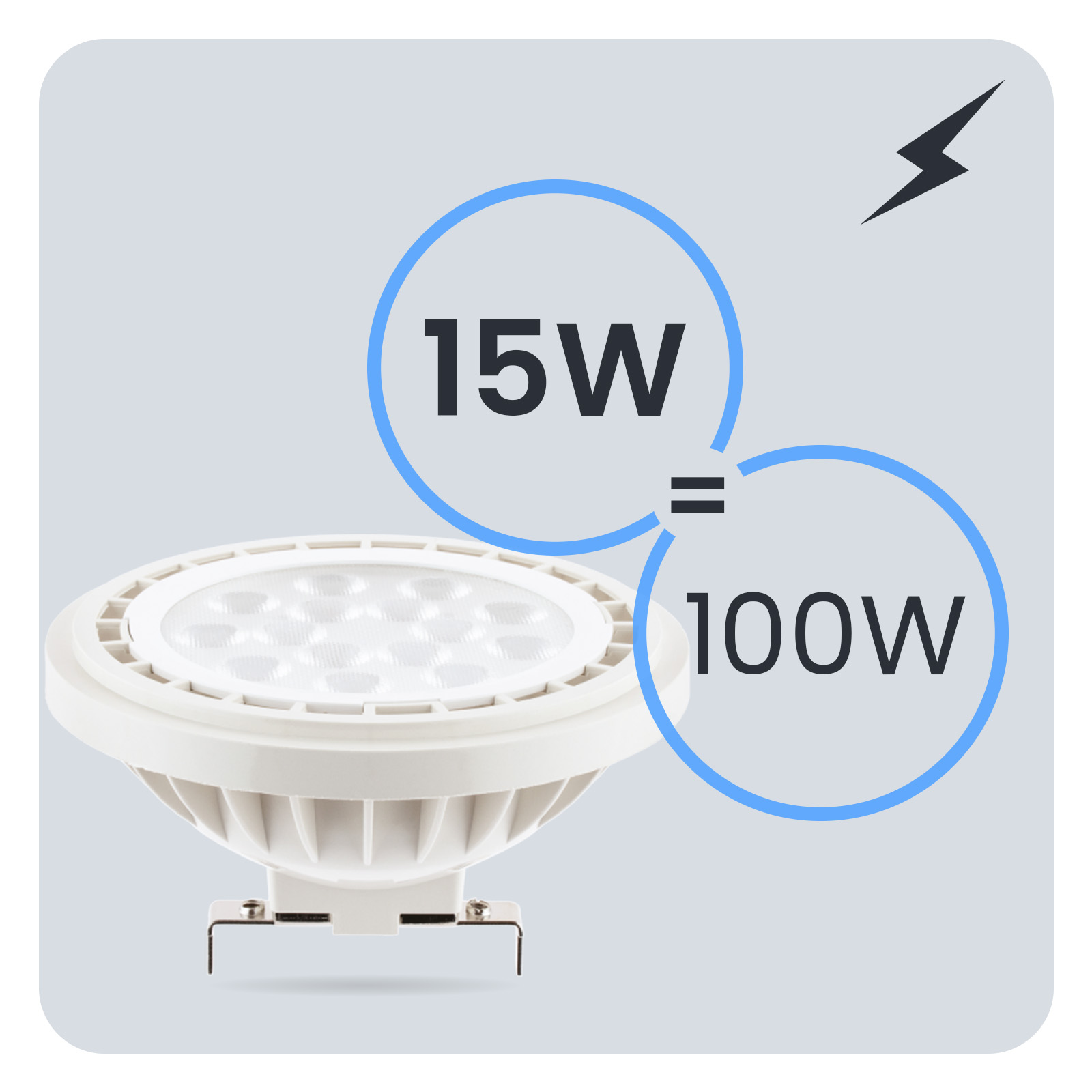 10x Żarówka LED G53 Reflektor AR111 15W = 100W 1521lm 4000K Neutralna 38° 12V LUMILED - trzecia cecha produktu