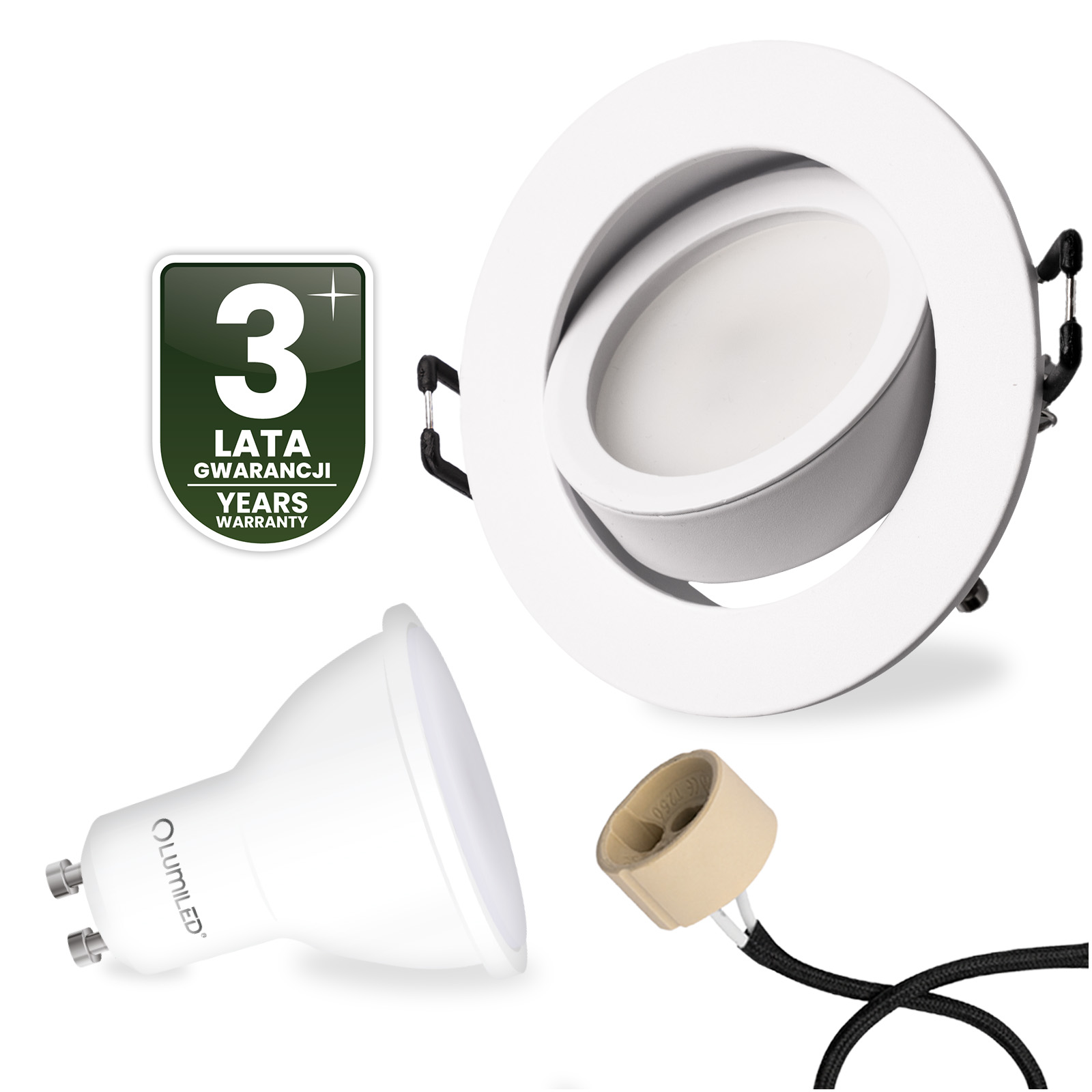 Oprawa Halogenowa Podtynkowa Okrągła Ruchoma TRIX 3w1 GU10 6W 4000K BIAŁY MAT LUMILED - czwarta cecha produktu