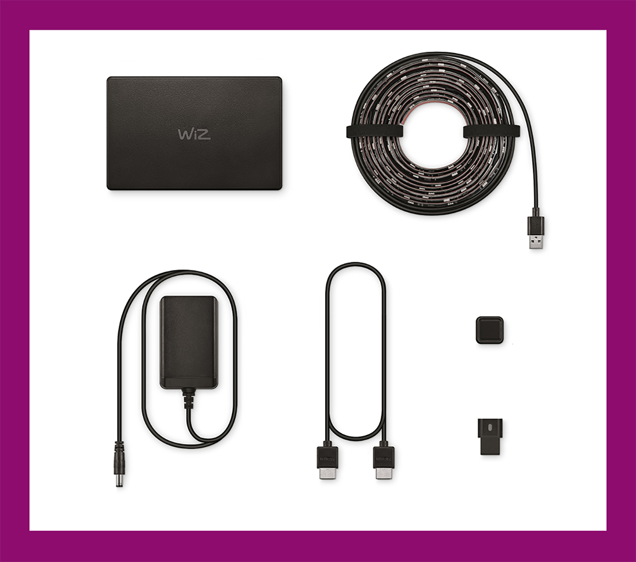Inteligentna Taśma LED RGBIC do Monitora Telewizora TV 55""""-65"""" z HDMI Sync Box Wi-Fi WiZ - skład produktu