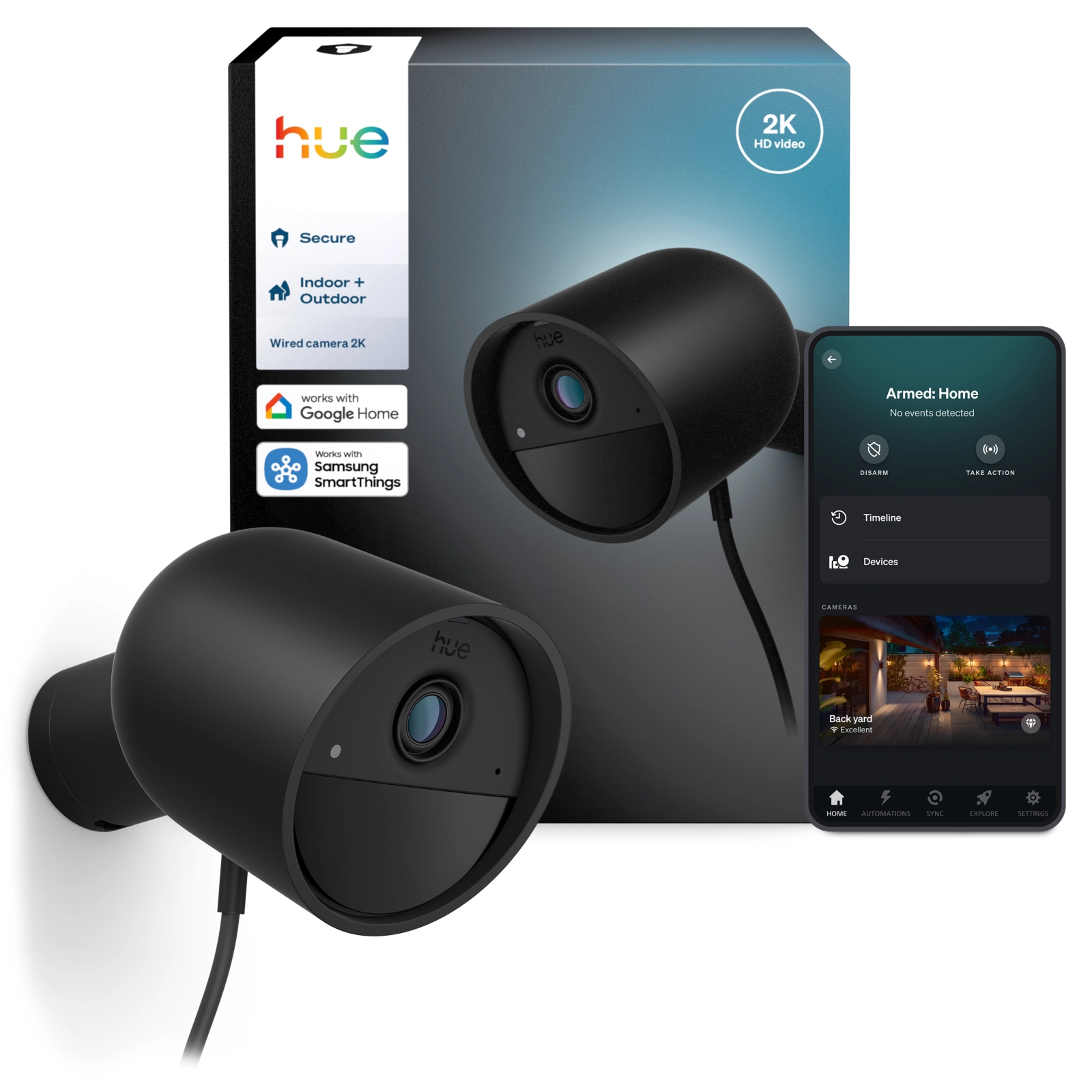Kamera Przewodowa Zewnętrzna IP 2K QHD 1440p CMOS Czarna Zigbee WiFi SMART Security Camera Secure Philips HUE - główne zdjęcie produktu