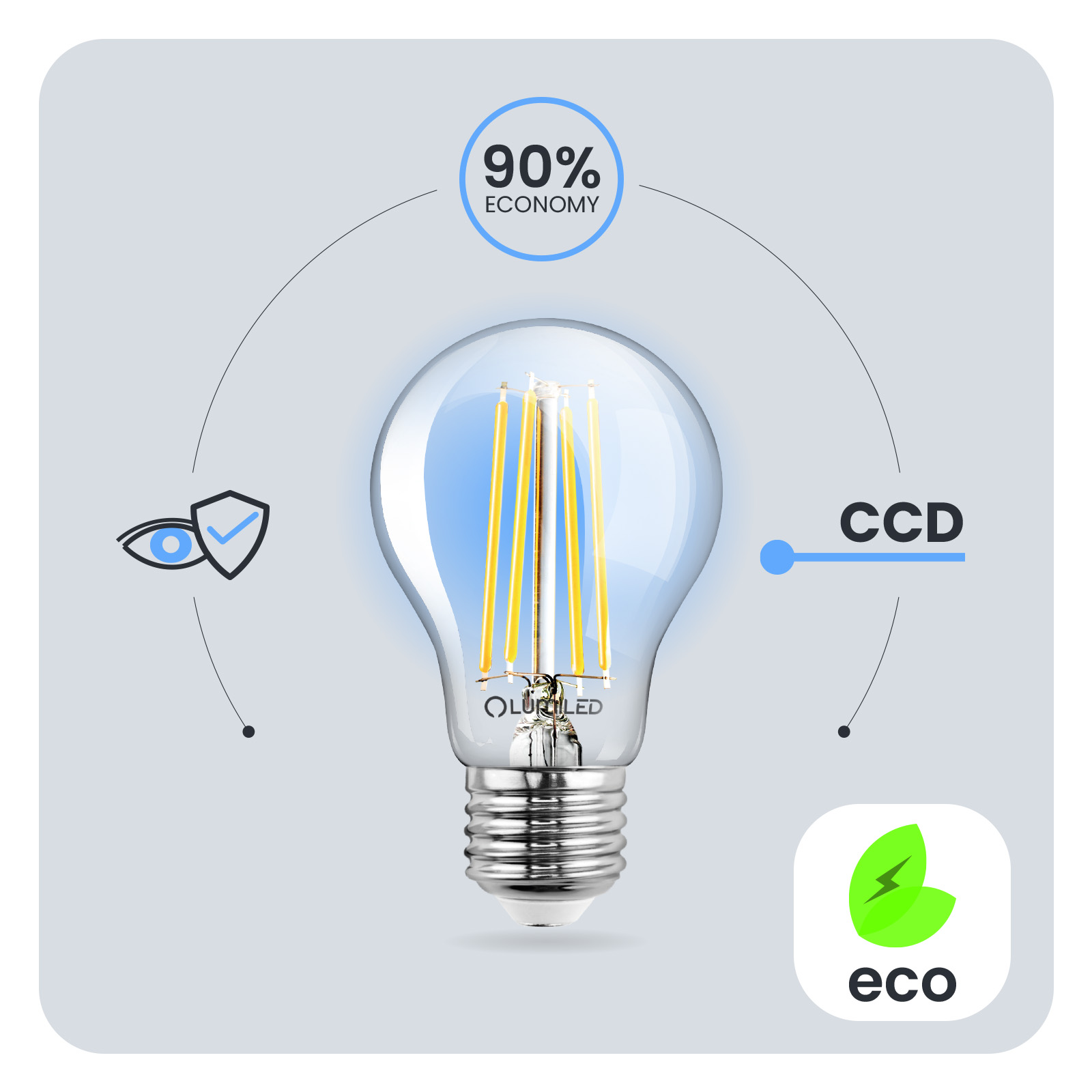6x Żarówka LED E27 A60 4W = 40W 470lm 3000K Ciepła 360° FILAMENT LUMILED - pierwsza cecha produktu