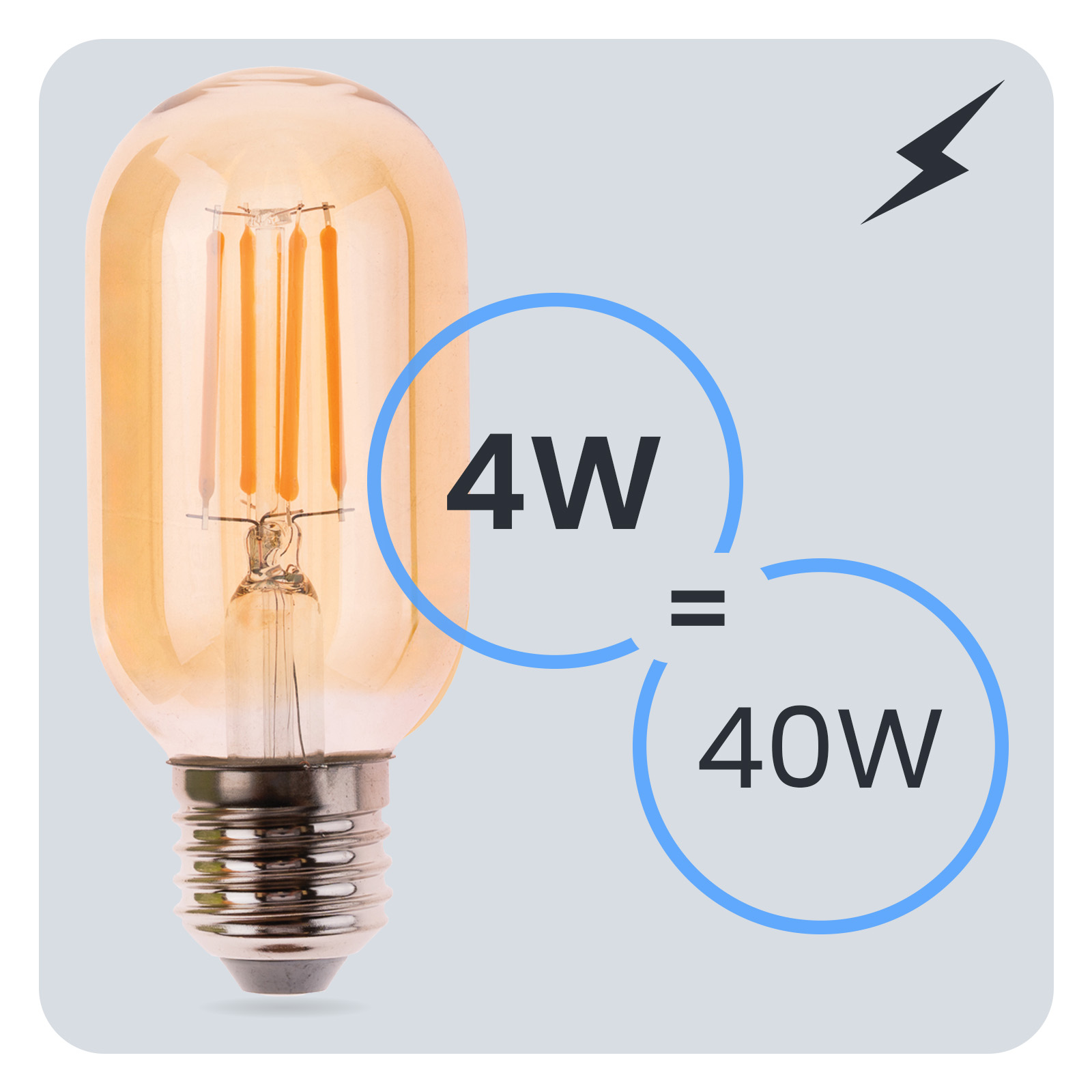 Żarówka LED E27 T45 4W = 40W 470LM 2000K Ciepła 360° Filament Amber LUMILED - trzecia cecha produktu