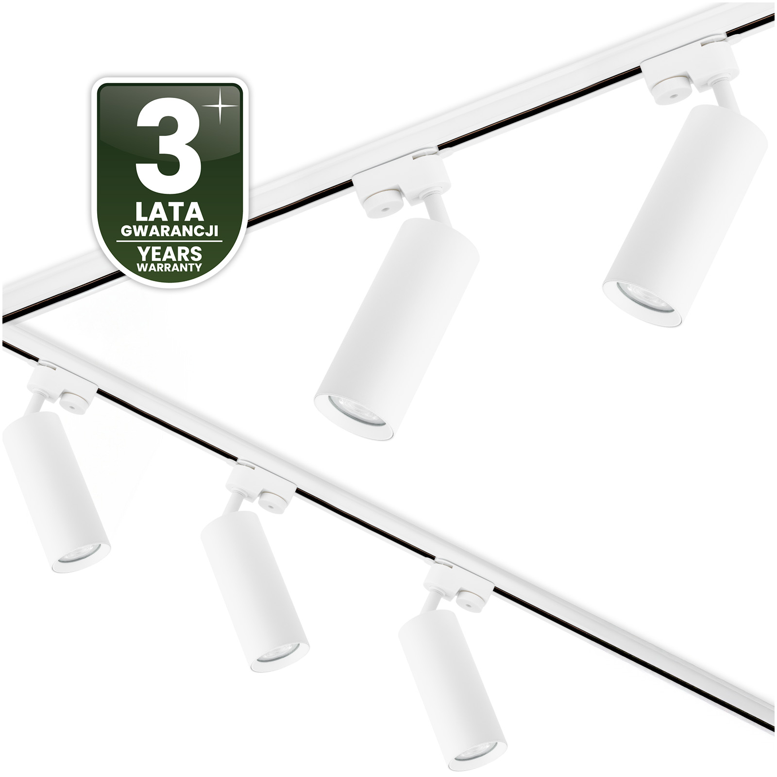 Zestaw Szynowy Szynoprzewód Szyna Listwa 3m + 5x Lampa Reflektor GU10 LED Biały - czwarta cecha produktu