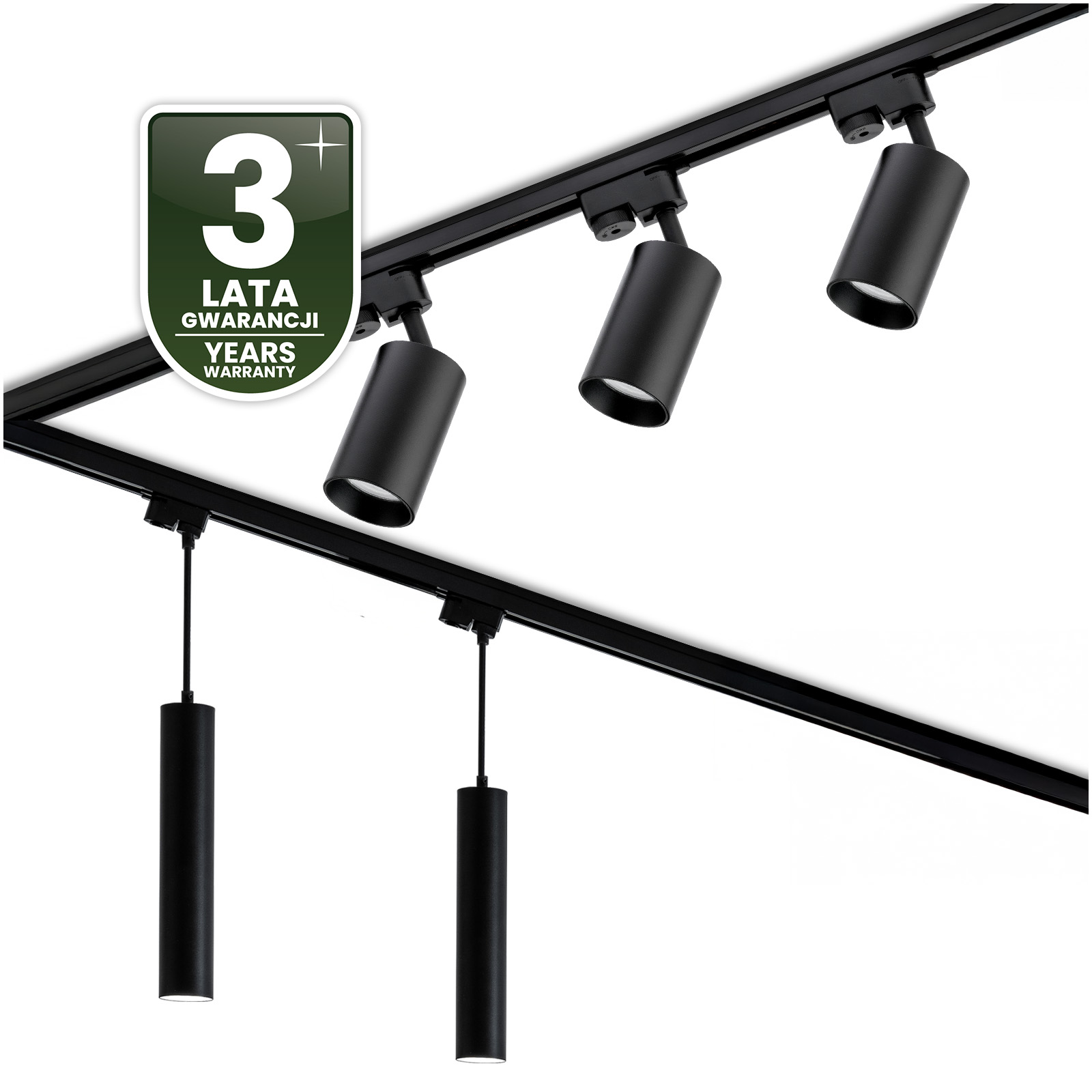 Zestaw Szyna Oświetleniowa Szynoprzewód 3m + 5x Reflektor Szynowy GU10 + Łącznik Kątowy Czarny LUMILED - czwarta cecha produktu