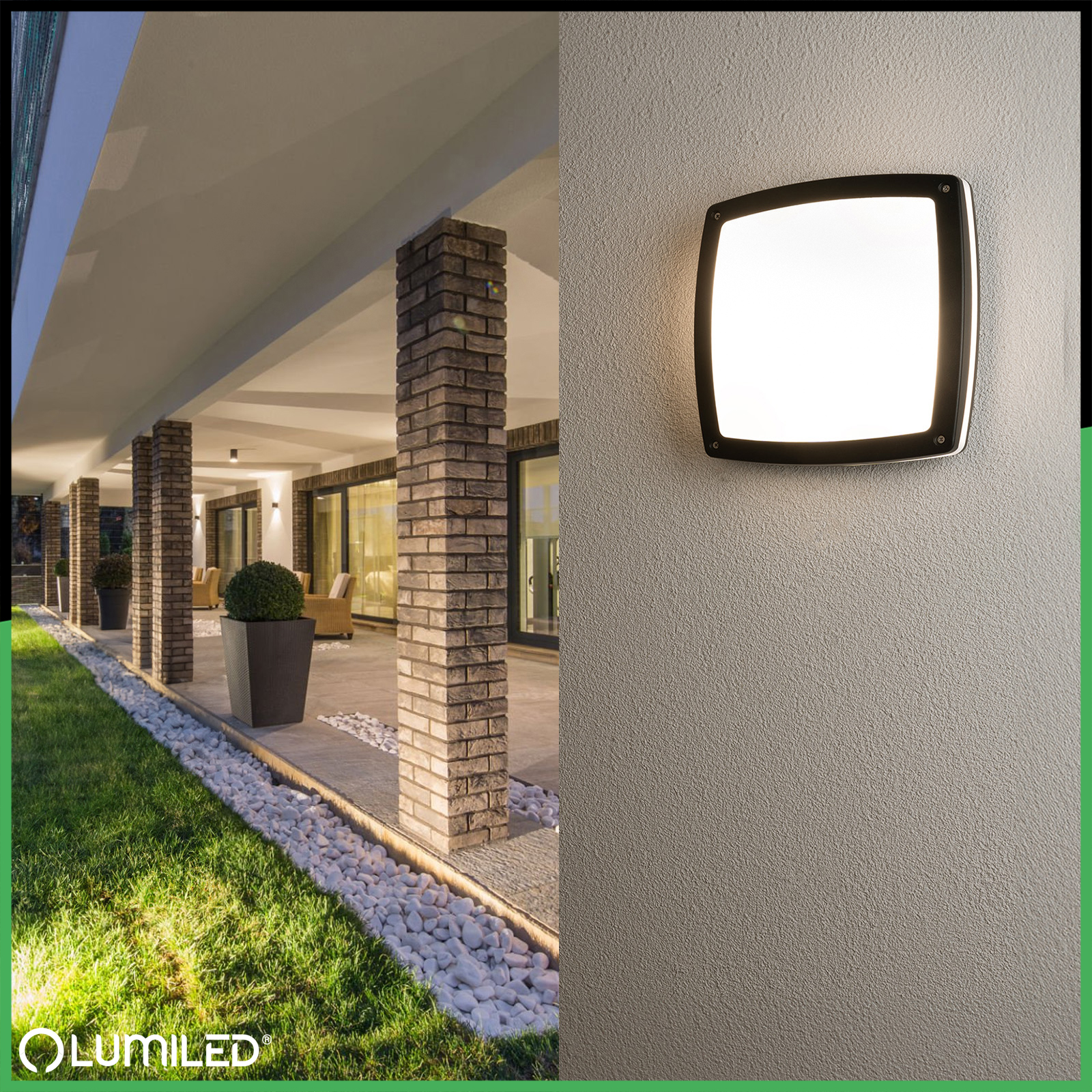 Lampa Ogrodowa Kinkiet Elewacyjny Plafon 2x E27 Kwadratowy LARIS LUMILED - druga cecha produktu