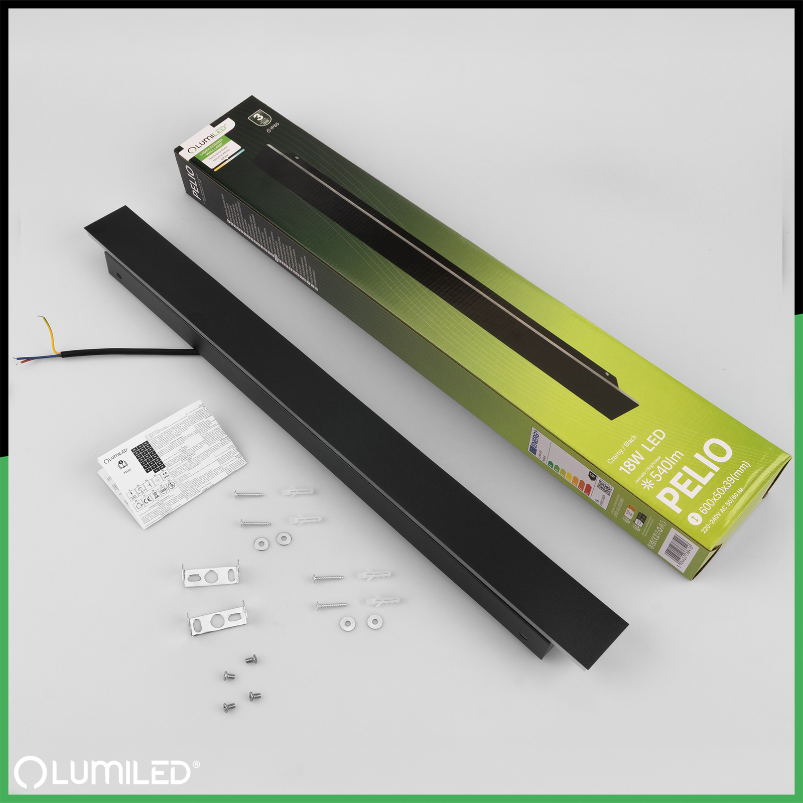 Lampa Ogrodowa LED Natynkowa PELIO Kinkiet Elewacyjny Ścienny 18W 4000K IP65 LUMILED - skład produktu