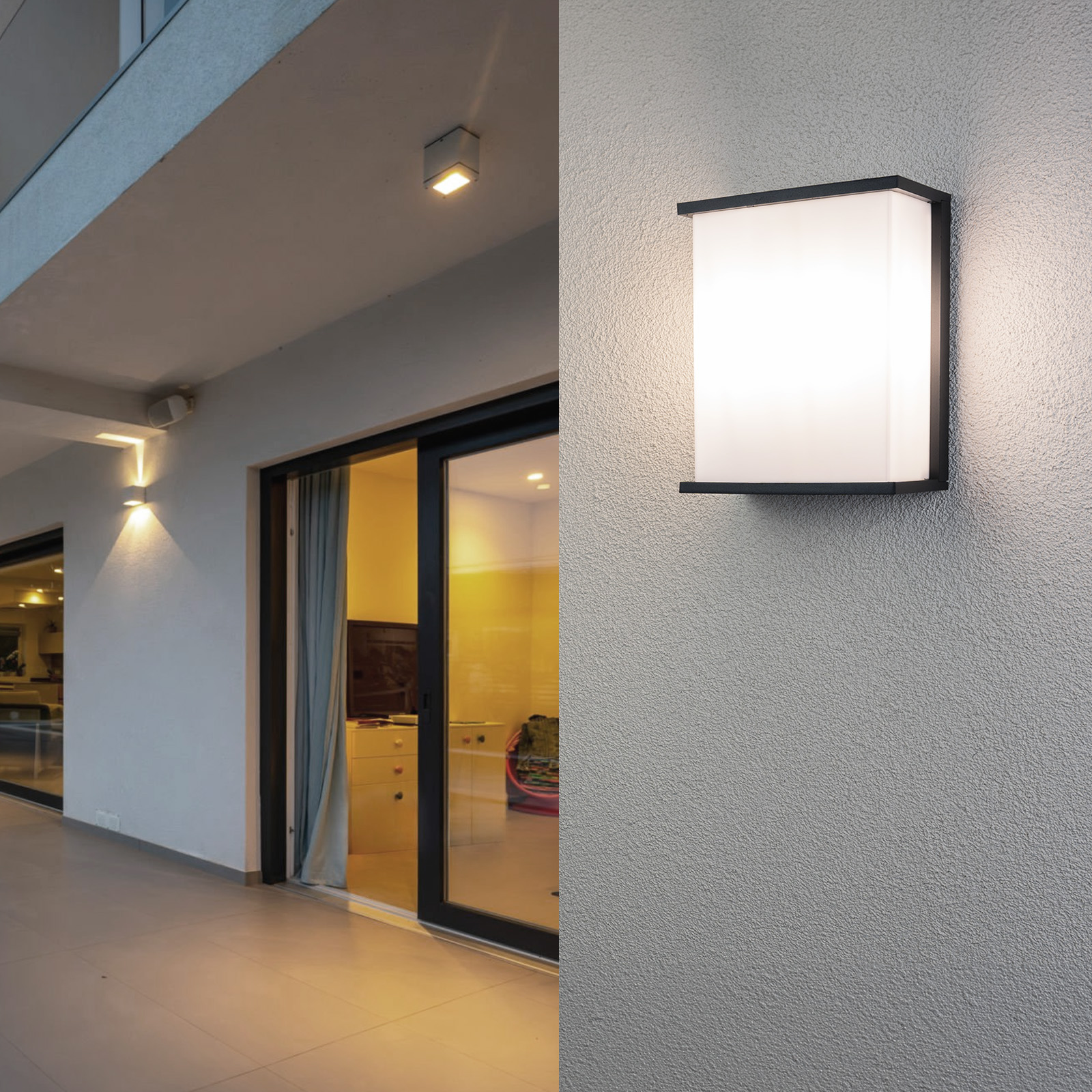 Lampa Ogrodowa Zewnętrzna Ścienna Kinkiet Elewacyjny 2x E27 Prostokątny LEVIS LUMILED - aranżacja