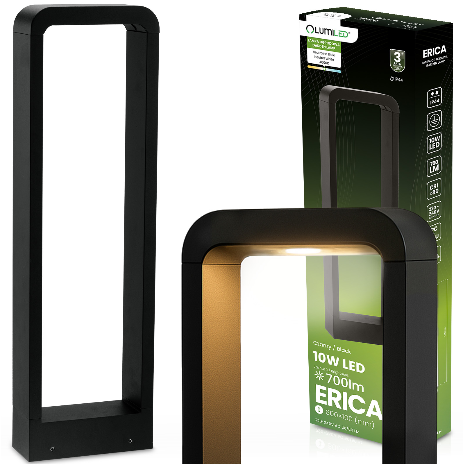 Lampa Ogrodowa Słupek Zewnętrzny Stojący LED 10W ERICA 60cm LUMILED - główne zdjęcie produktu