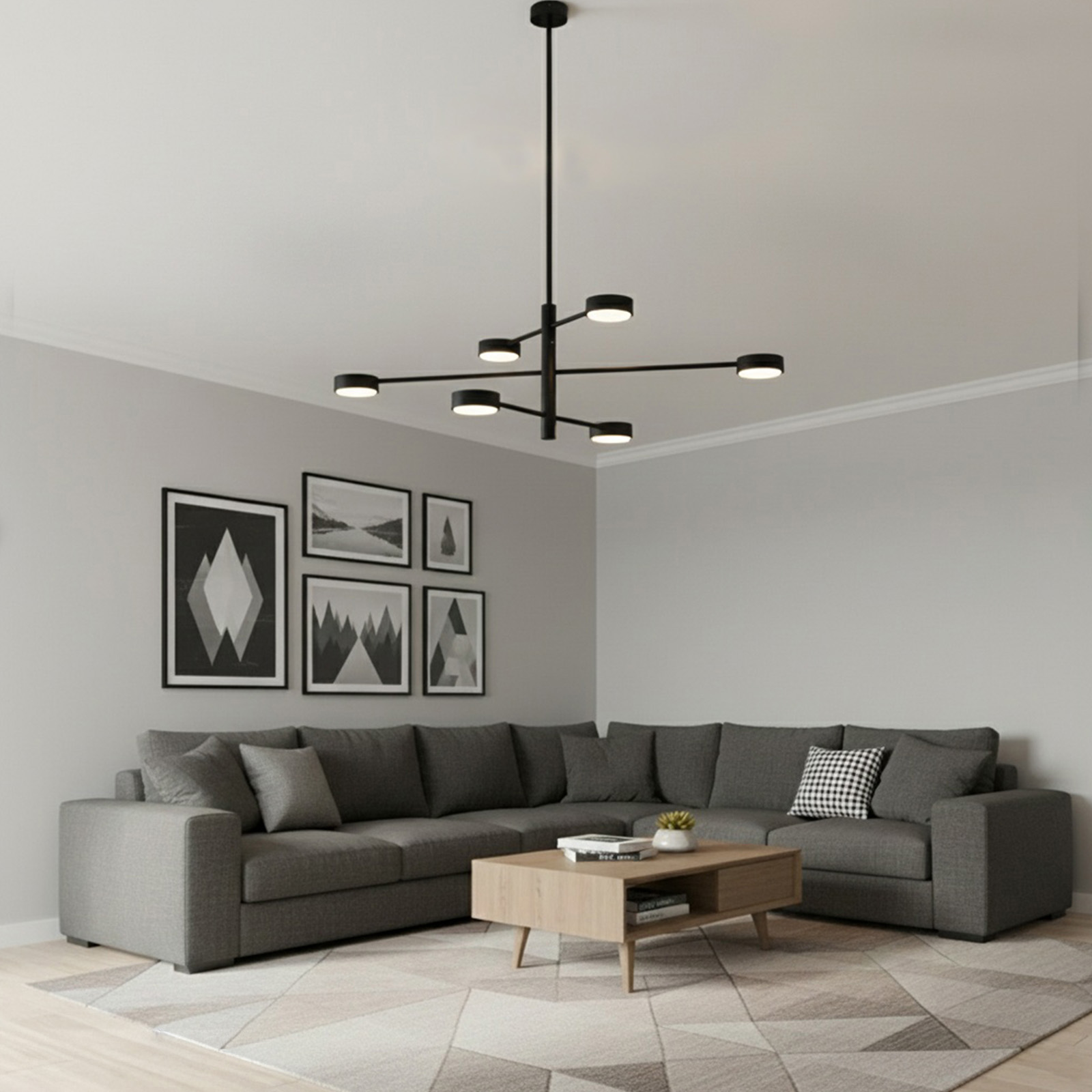 Lampa Sufitowa Wisząca LED 6x GX53 Żyrandol Reflektor Czarna OVILO LUMILED - obszar zastosowań