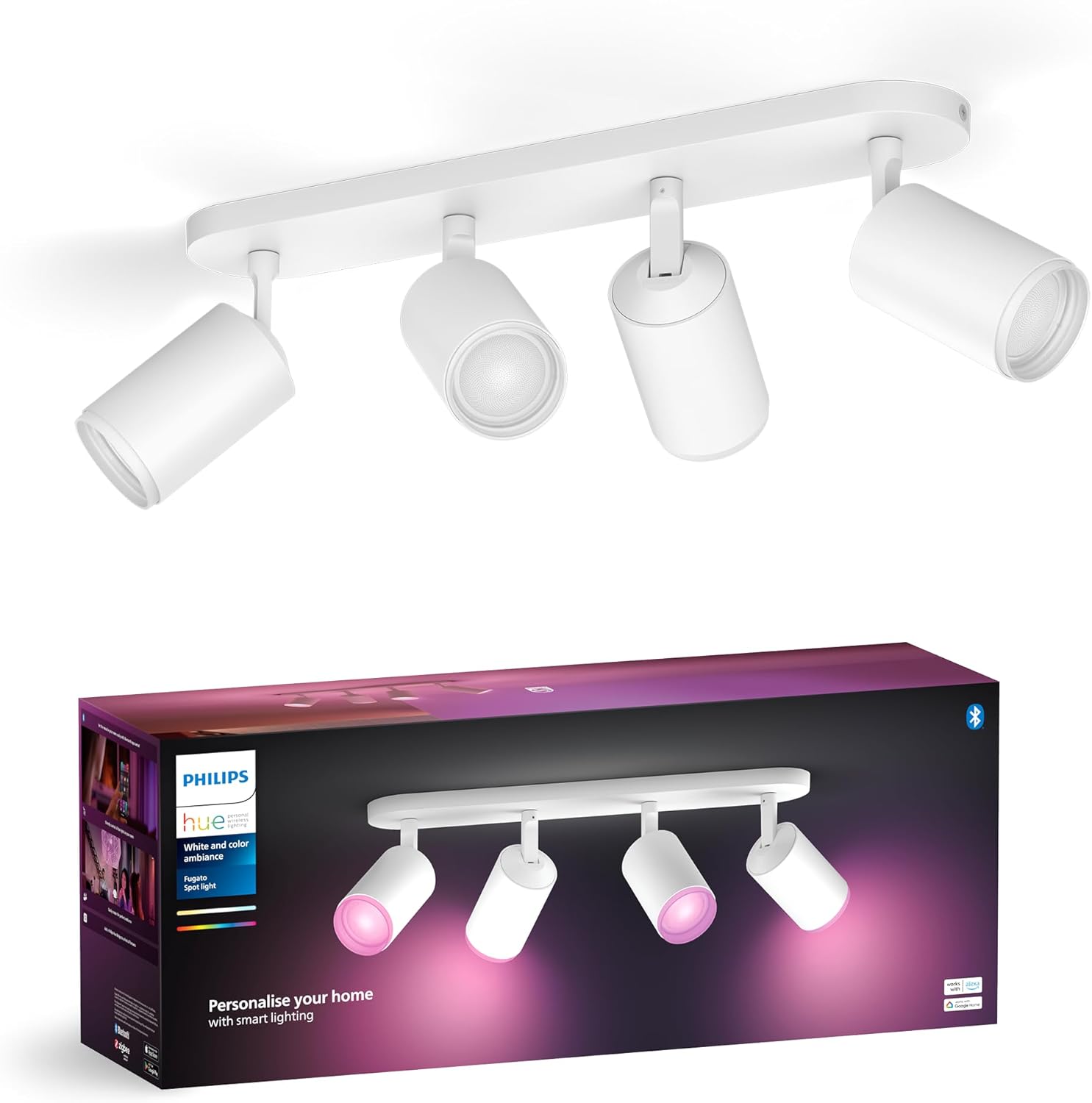 Lampa Sufitowa LED Reflektor 16.8W 1600lm IP20 White and Color Ambiance RGB + TW Biała Inteligentna SMART Zigbee Bluetooth Fugato Philips HUE - główne zdjęcie produktu
