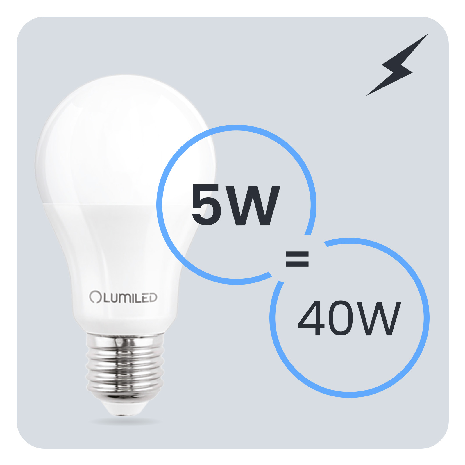 6x Żarówka LED E27 A60 5W = 40W 550 lm 6500K Zimna 260° LUMILED - trzecia cecha produktu
