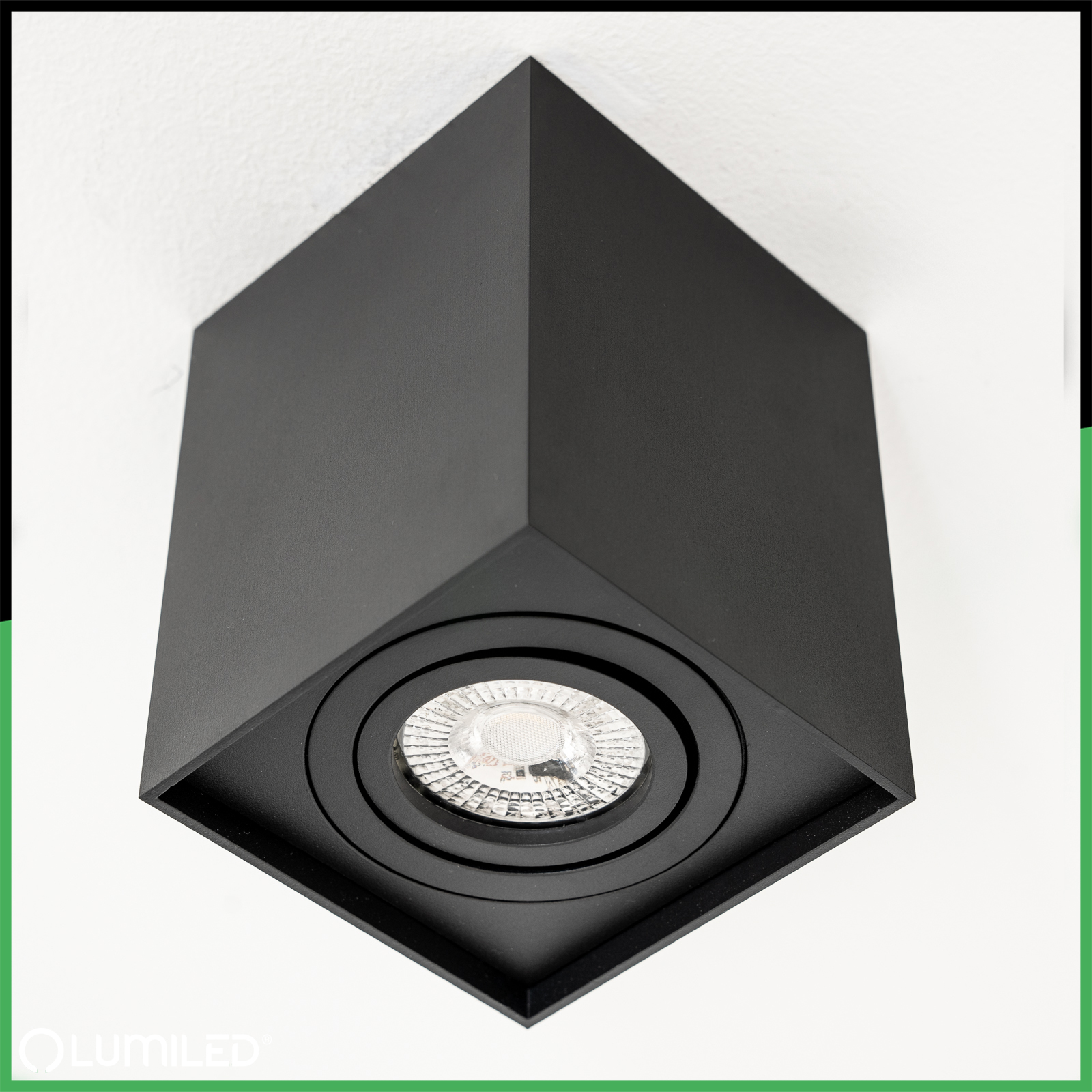 Oprawa Natynkowa HALOGENOWA Spot Tuba Ruchoma GU10 Kwadratowa Czarna 115mm AMAT-L LUMILED - pierwsza cecha produktu