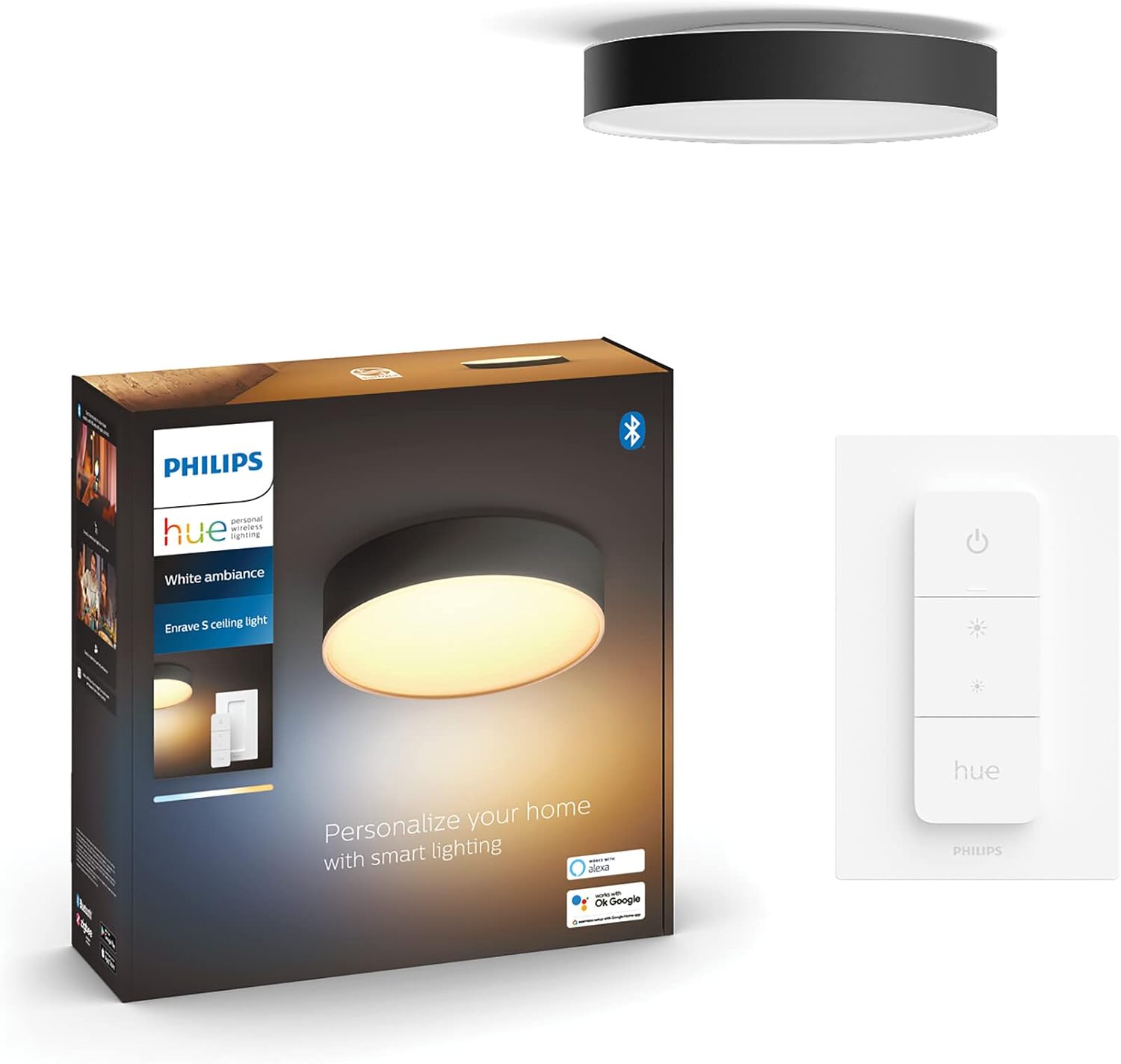 Plafon LED Lampa Sufitowa Natynkowa 9.6W 1220lm IP20 White Ambiance TW Czarna 26cm Inteligentna SMART Zigbee Bluetooth Enrave Philips HUE - główne zdjęcie produktu